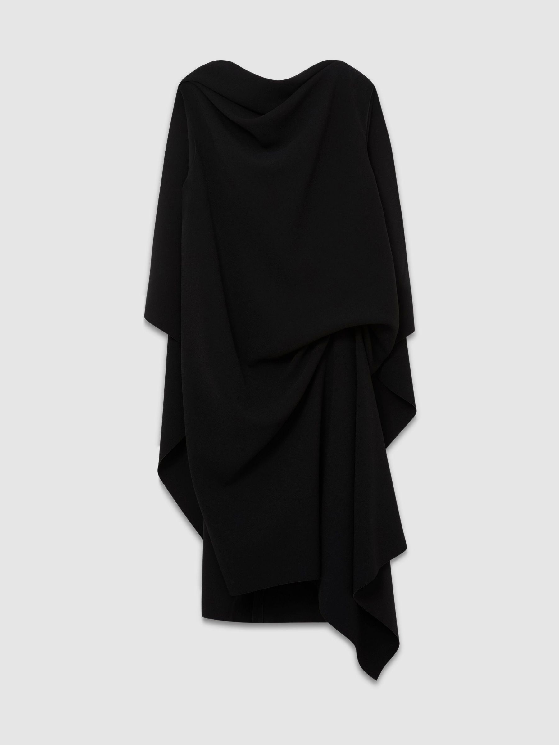 Draped Sleeveless Mini Dress in Black - Image 2 of 9 Draped Sleeveless Mini Dress in Black - Image 2 of 9