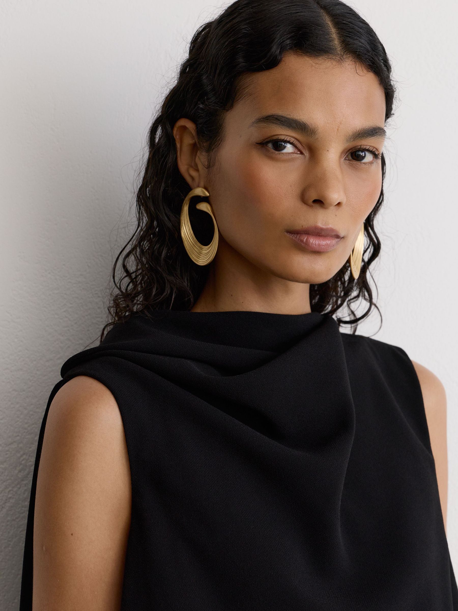 Draped Sleeveless Mini Dress in Black - Image 4 of 9