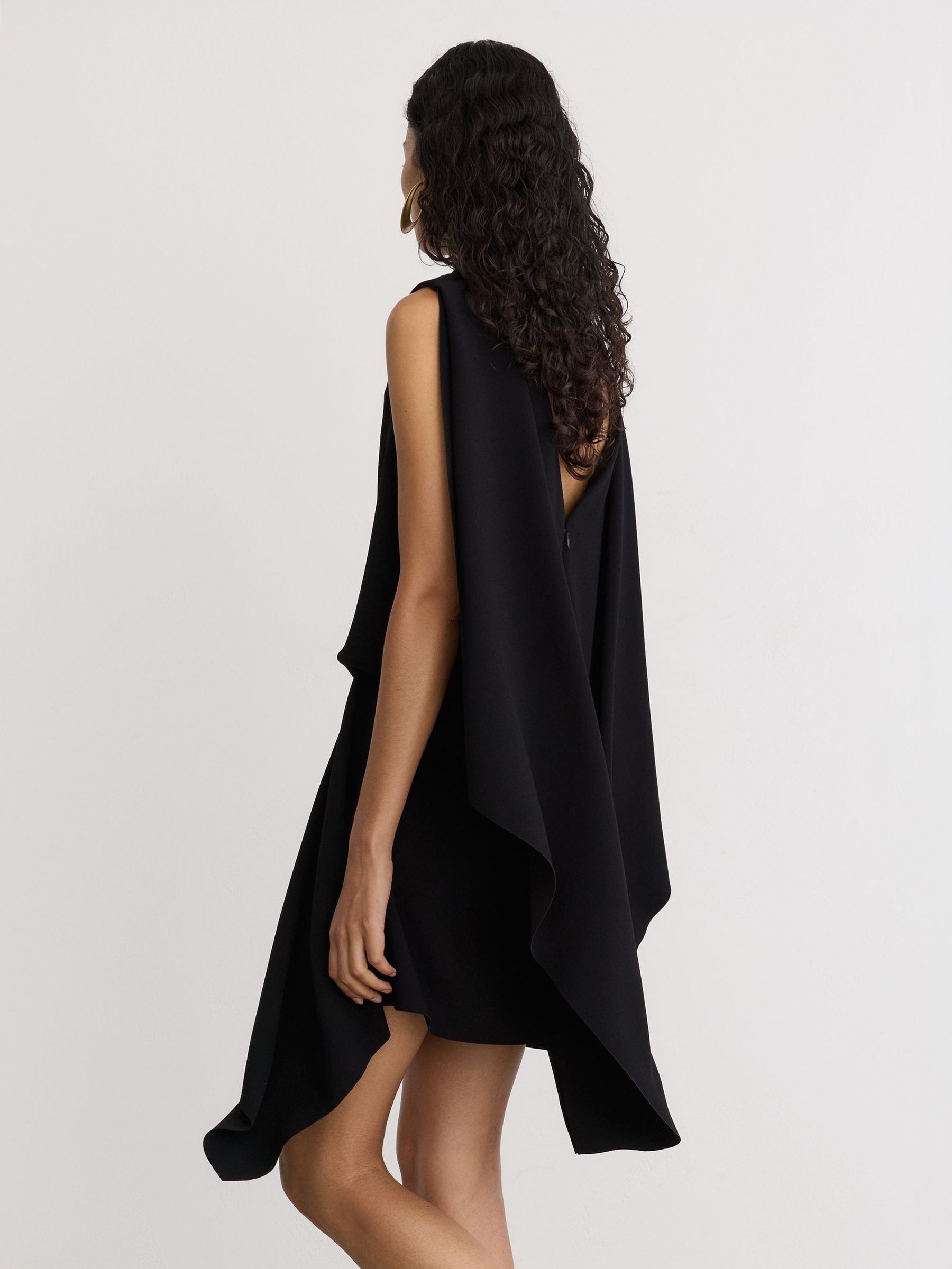 Draped Sleeveless Mini Dress in Black - Image 6 of 9