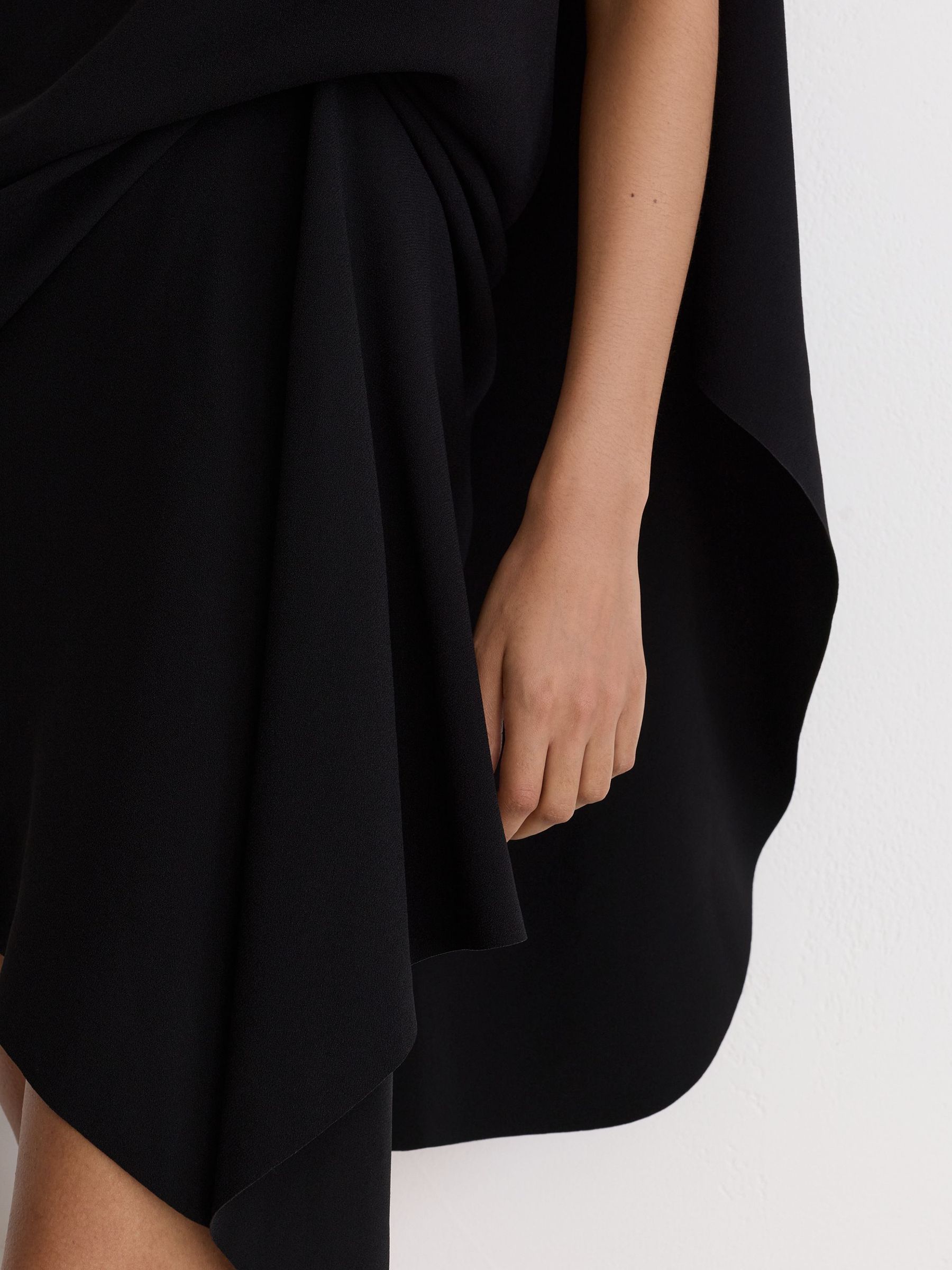 Draped Sleeveless Mini Dress in Black - Image 7 of 9