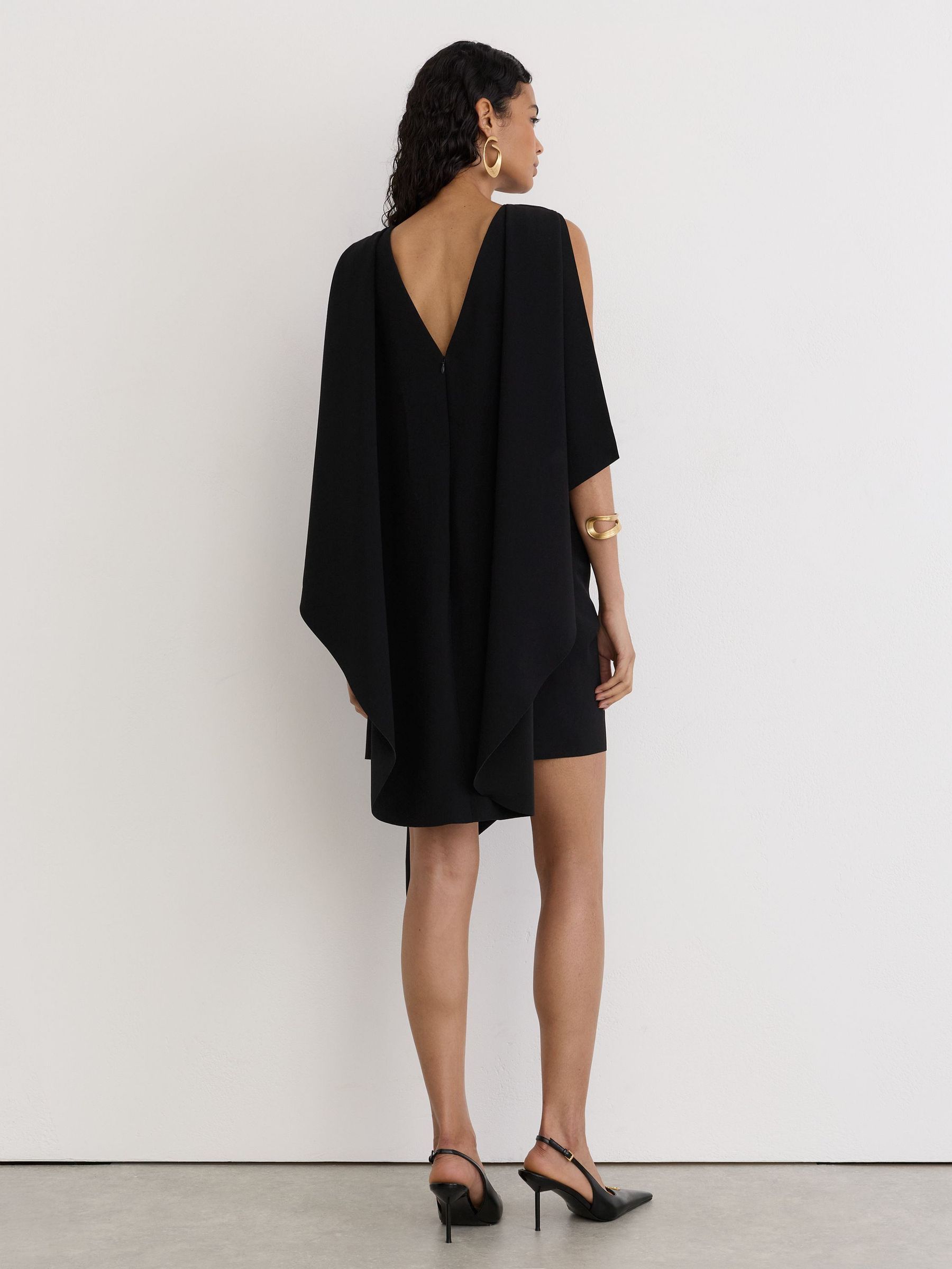 Draped Sleeveless Mini Dress in Black - Image 8 of 9