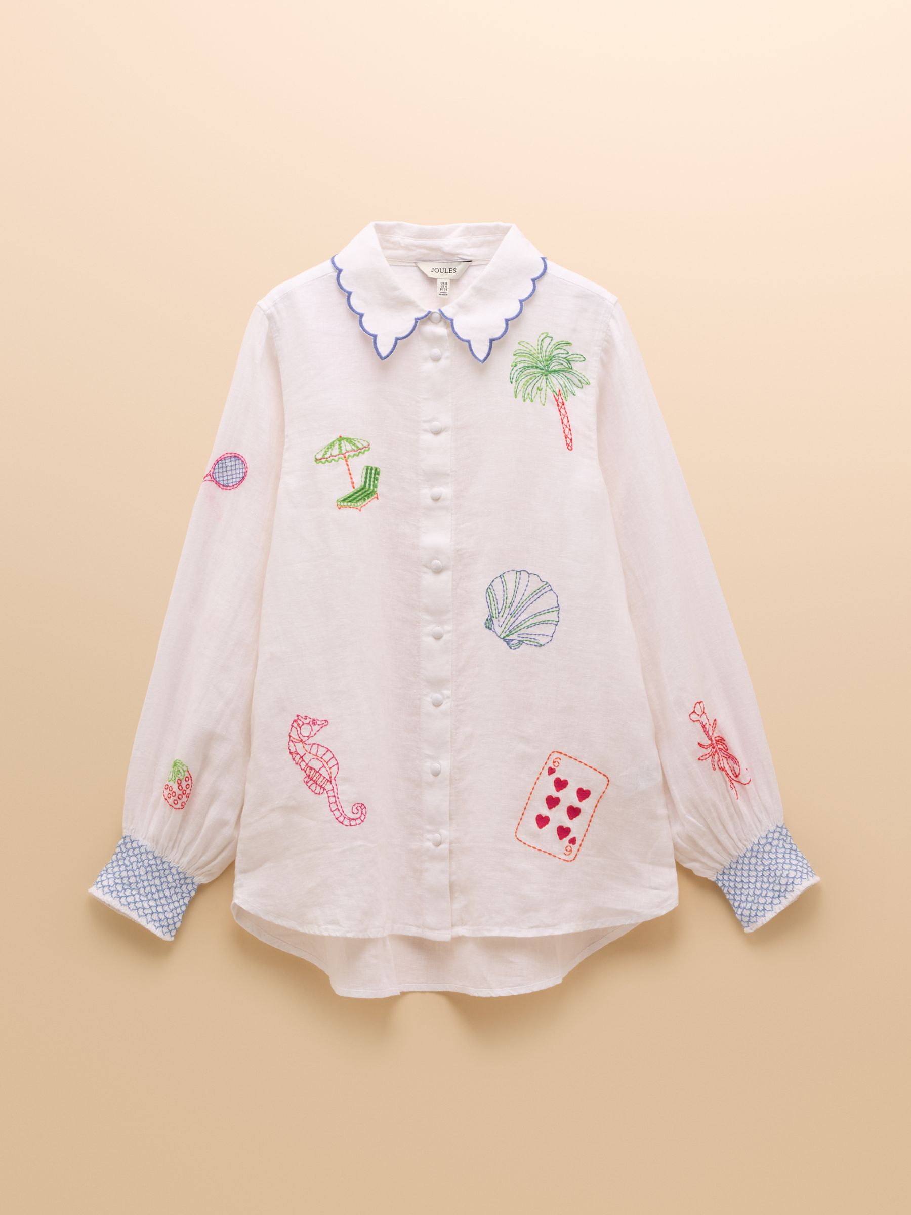 Orla Cream Embroidered Linen Shirt - Image 16 of 16