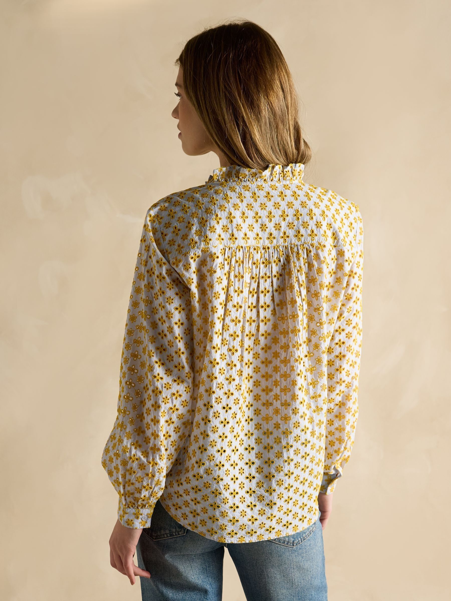 Melanie Yellow Cotton Broderie Blouse - Image 2 of 7