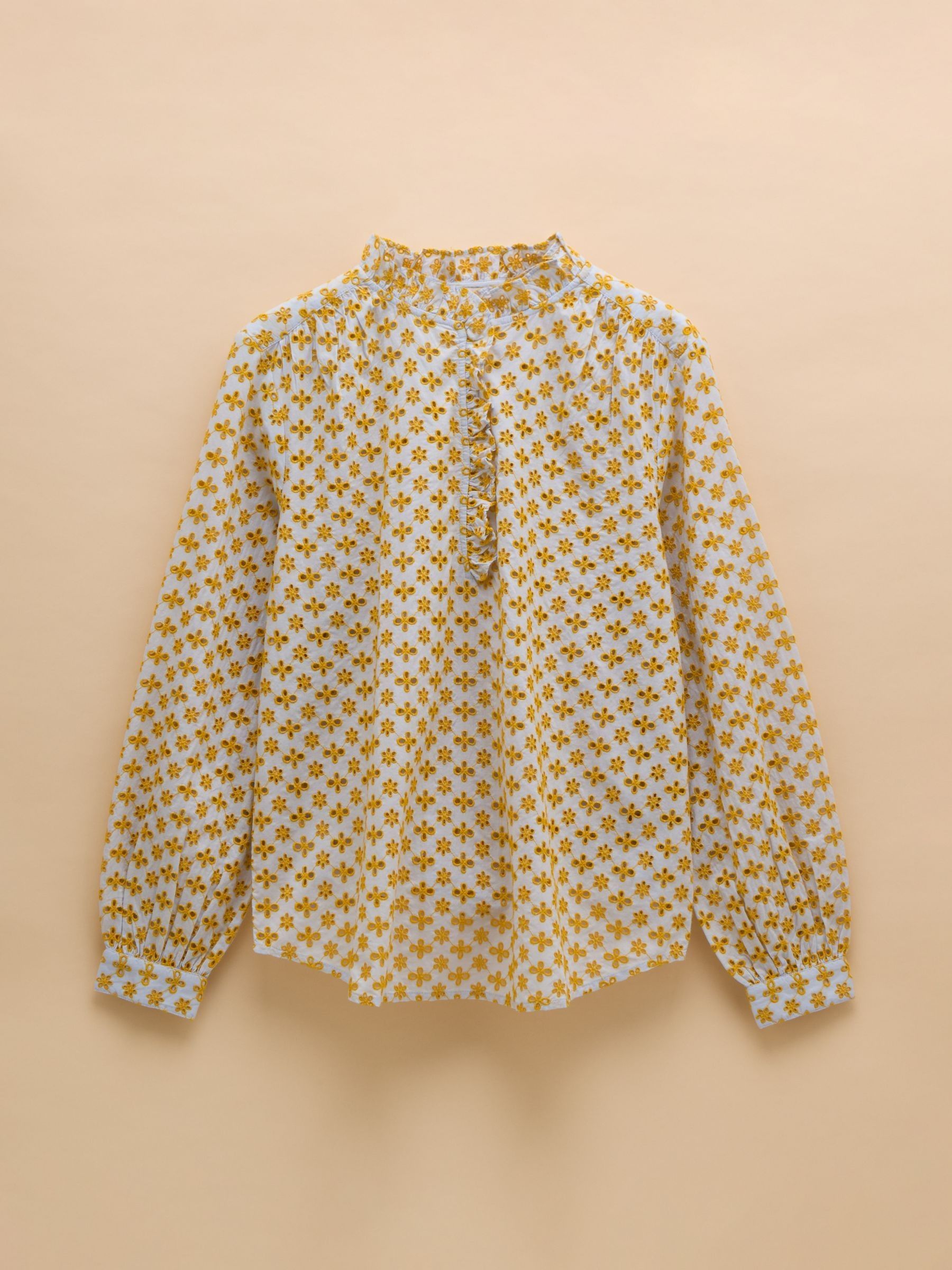 Melanie Yellow Cotton Broderie Blouse - Image 7 of 7
