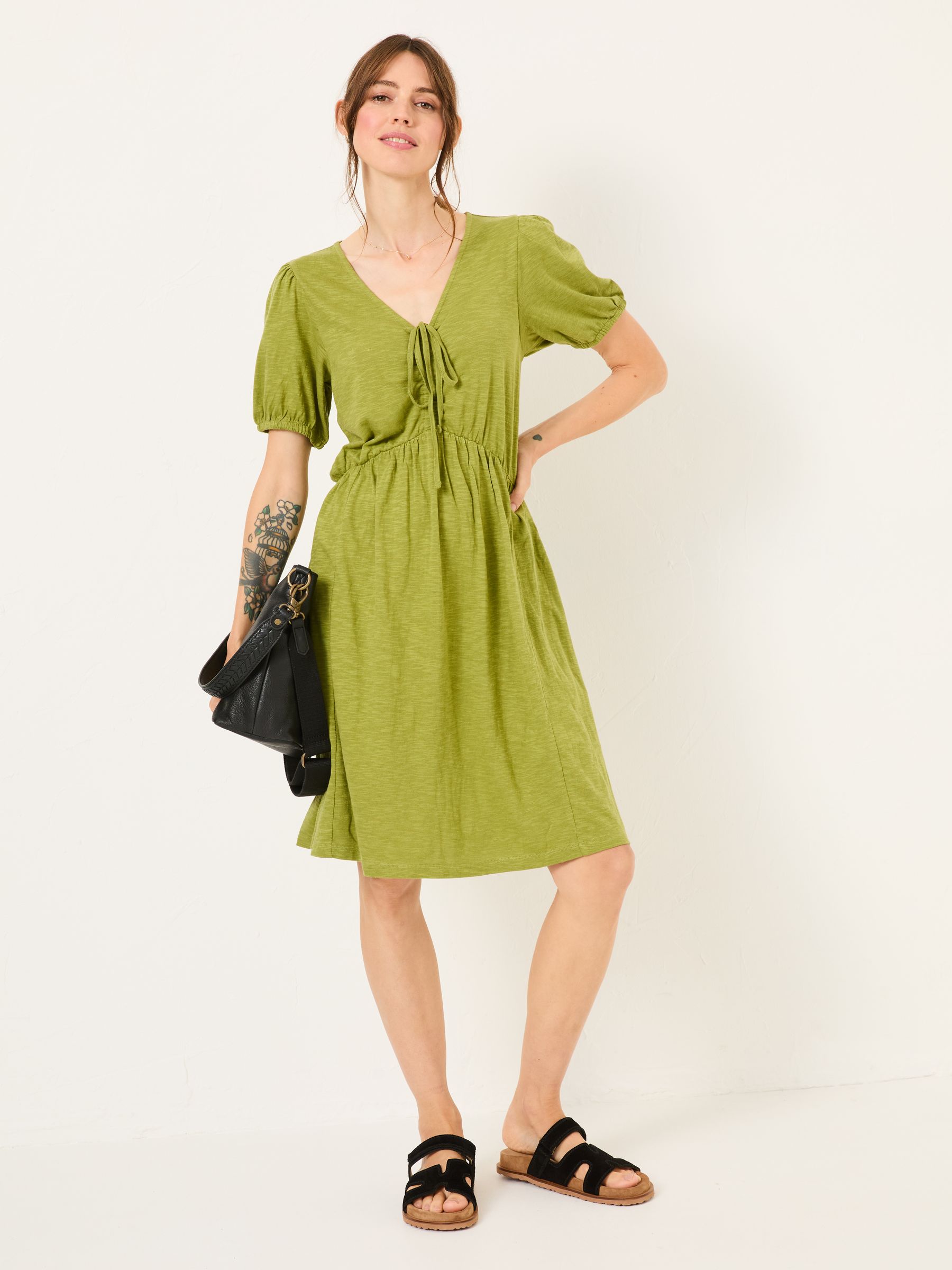 Olive Green Nell Jersey Dress - Image 3 of 9