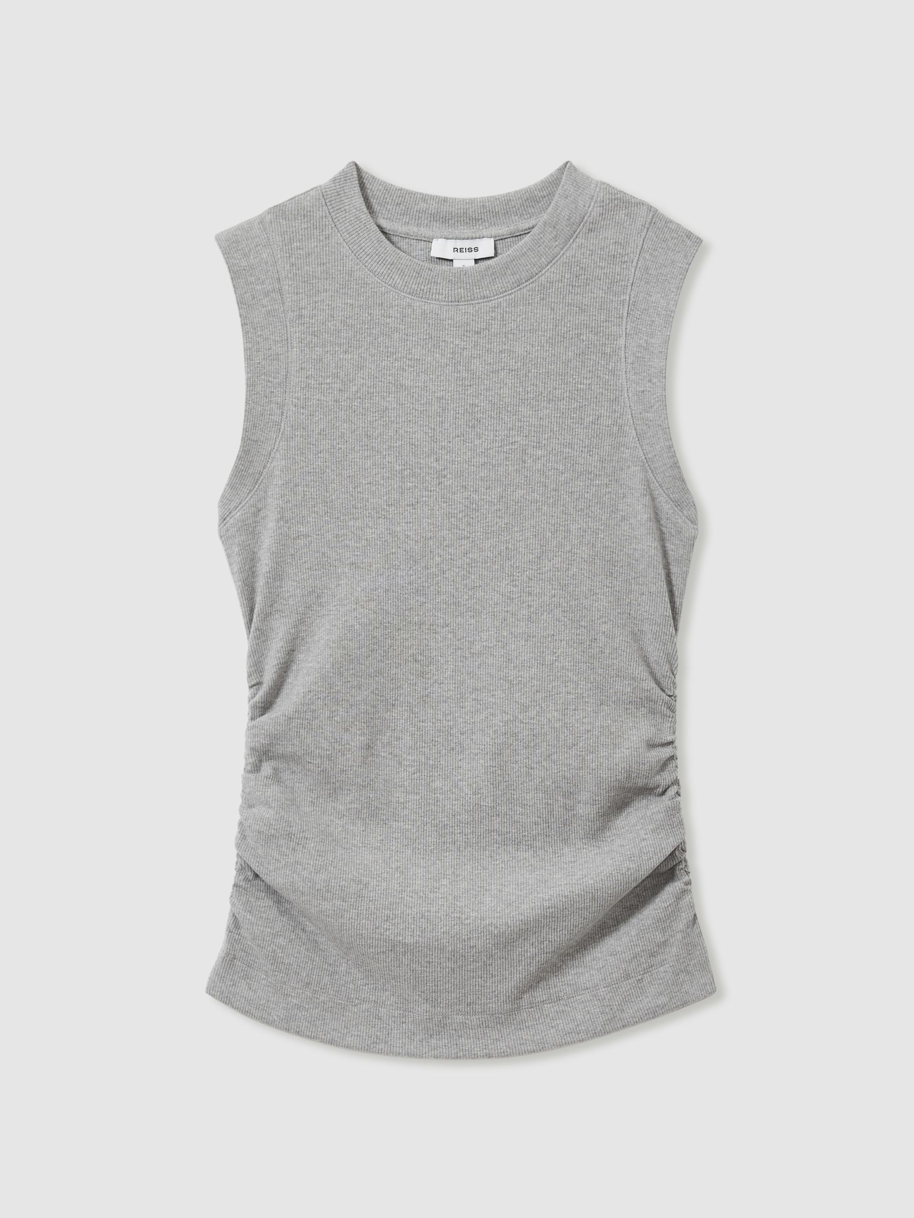 Ribbed Ruched Waist Vest in Grey Marl - Image 2 of 6