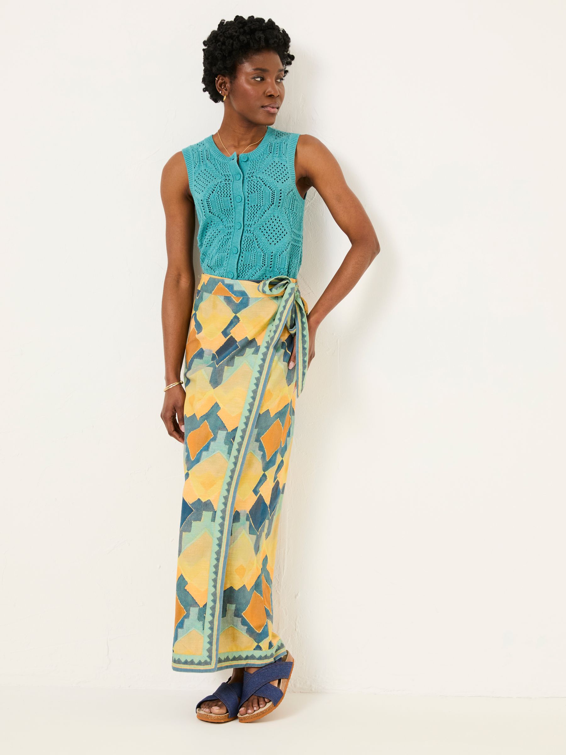 Multi Abstract Wrap Midi Skirt - Image 1 of 5