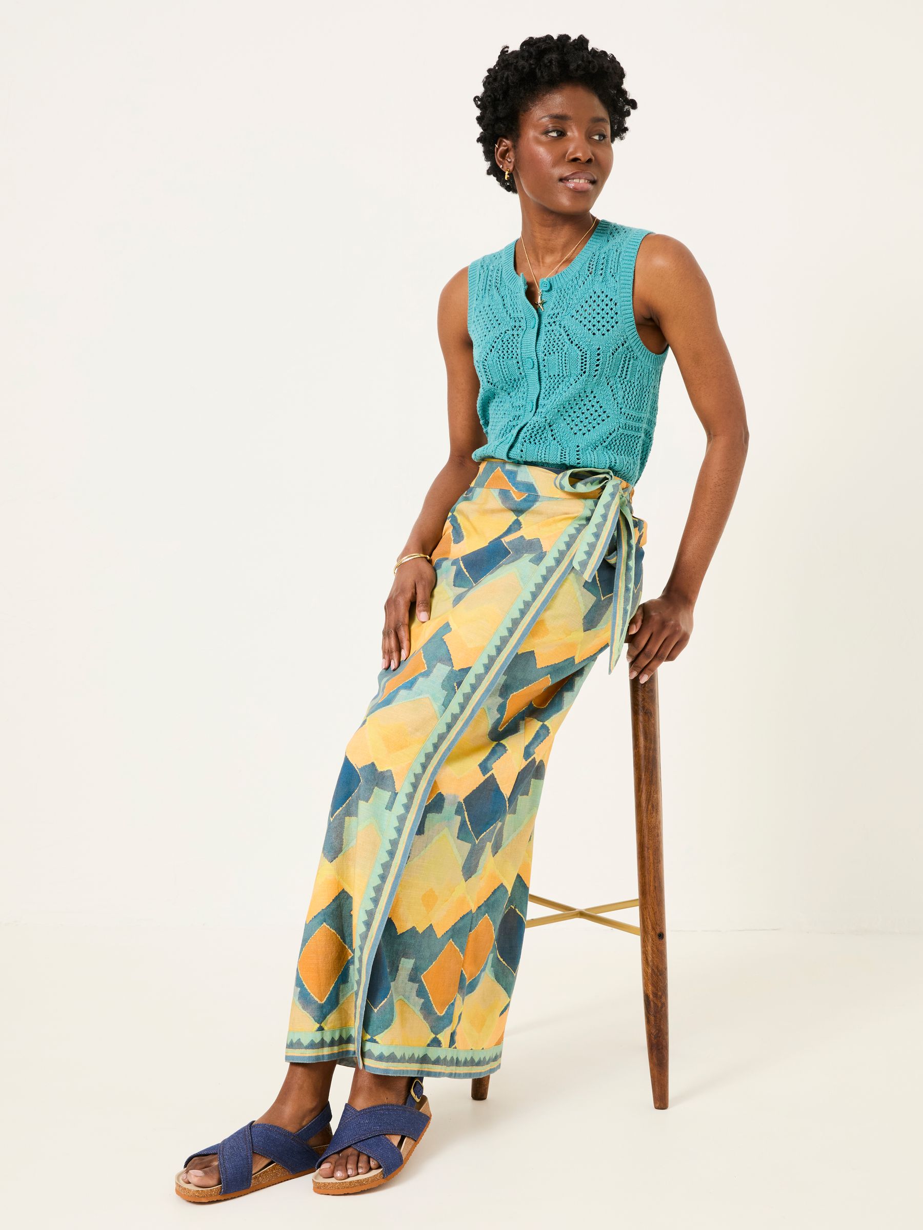 Multi Abstract Wrap Midi Skirt - Image 2 of 5