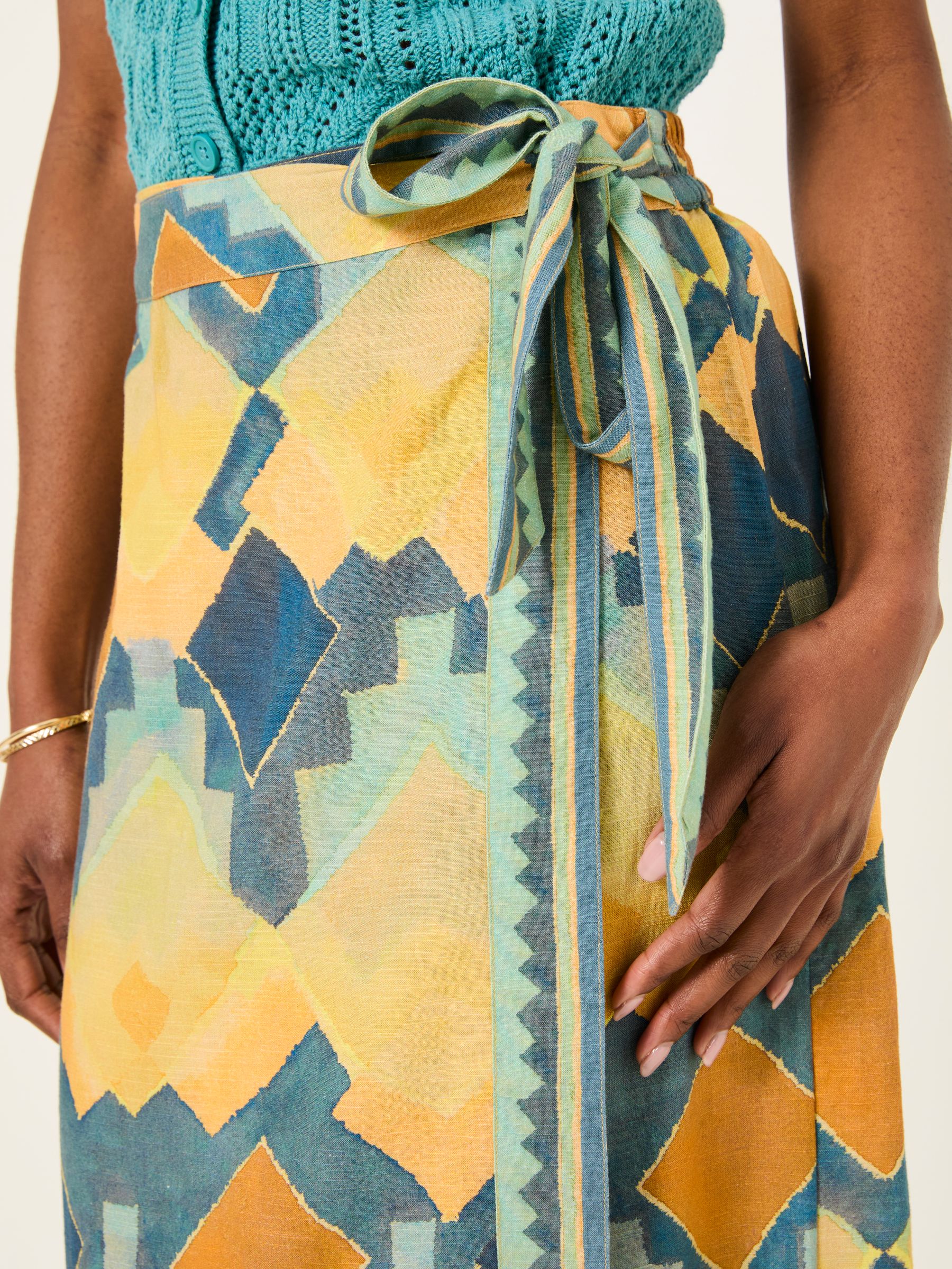 Multi Abstract Wrap Midi Skirt - Image 4 of 5