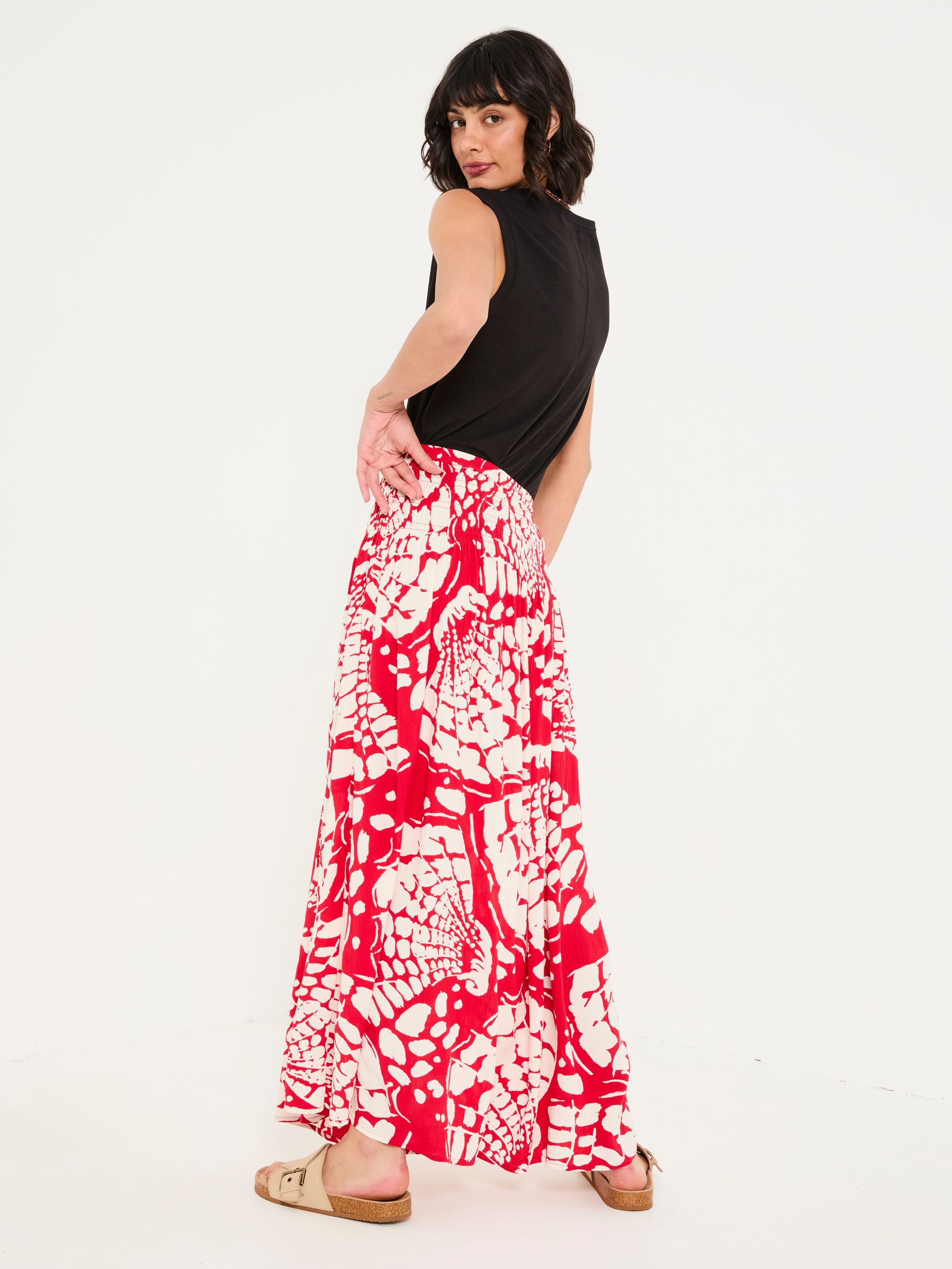 Mary Red Mono Shells Midi Skirt - Image 2 of 5