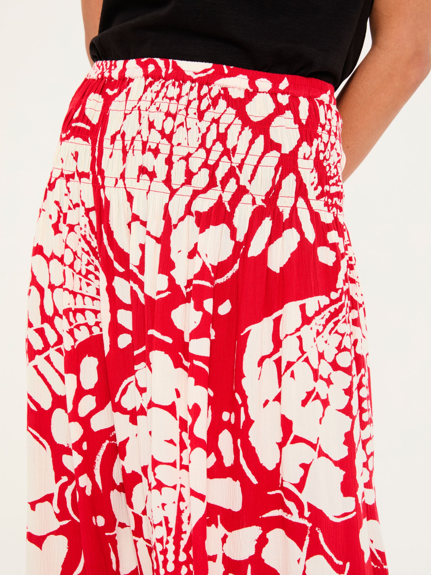 Mary Red Mono Shells Midi Skirt - Image 3 of 5