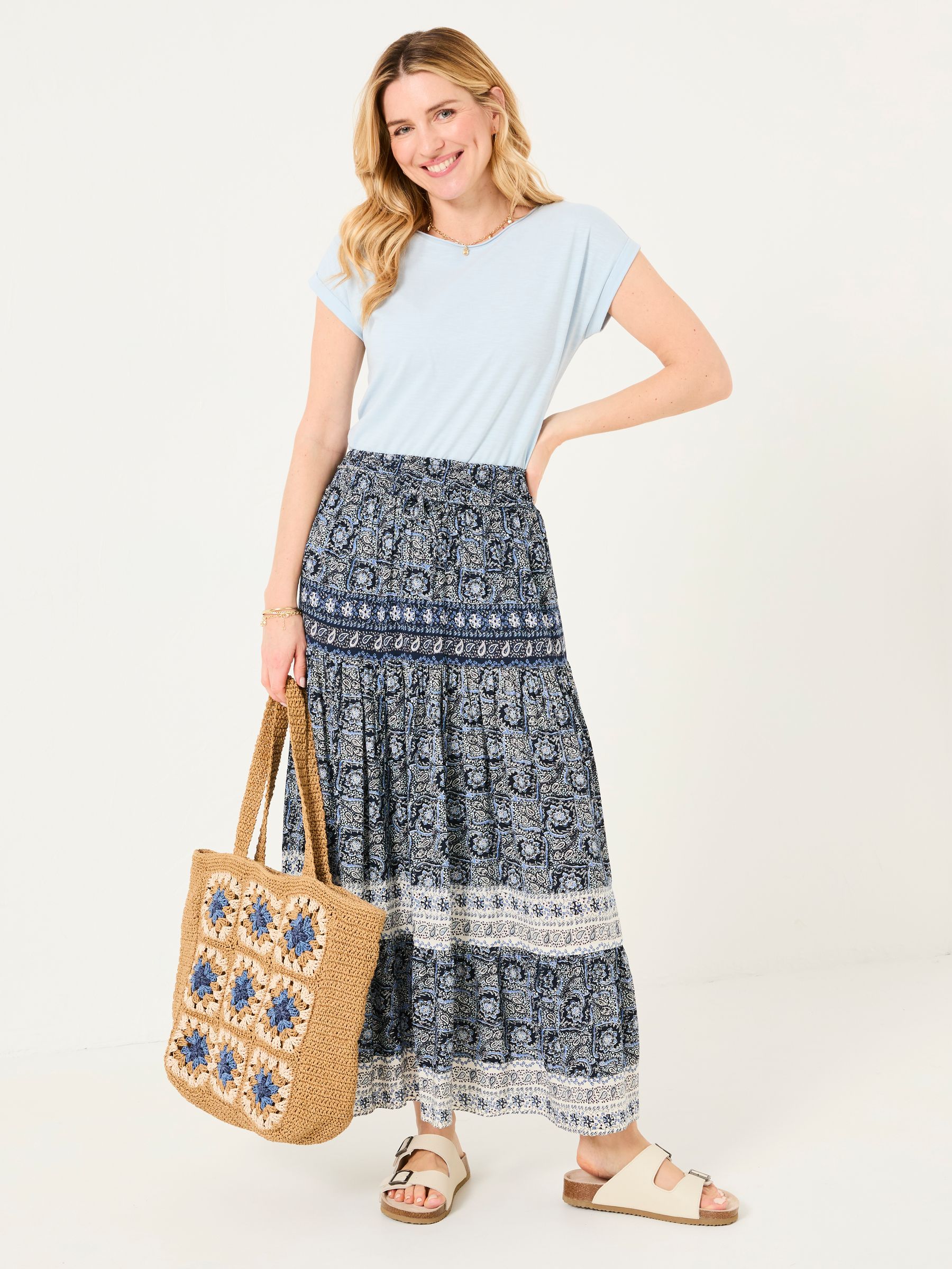 Jayla Indigo Blue Inky Maxi Skirt | FatFace