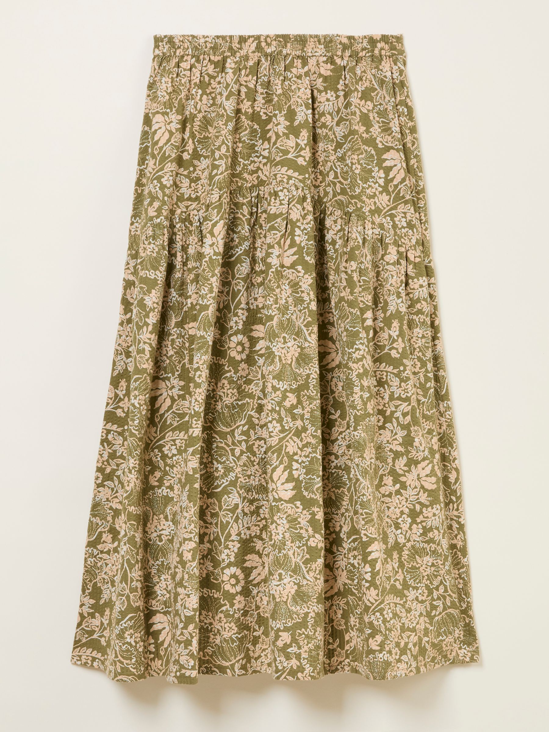 Betty Khaki Green Linear Floral Midi Skirt - Image 6 of 6