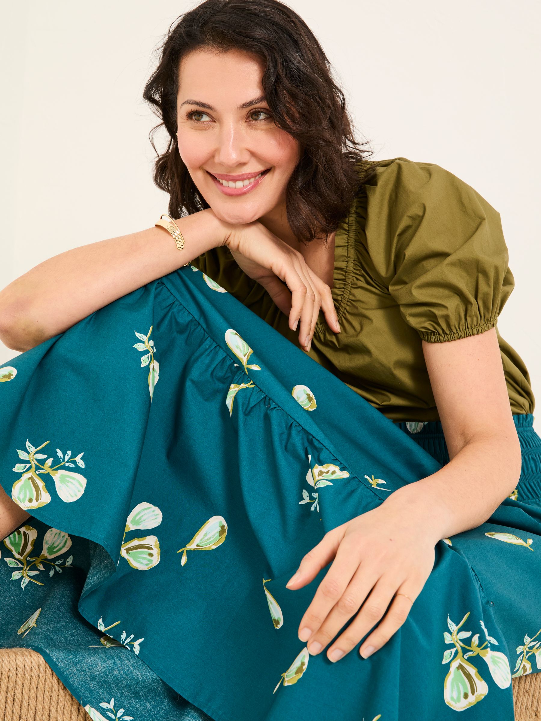 Ricky Teal Blue Figs Midi Skirt - Image 5 of 6
