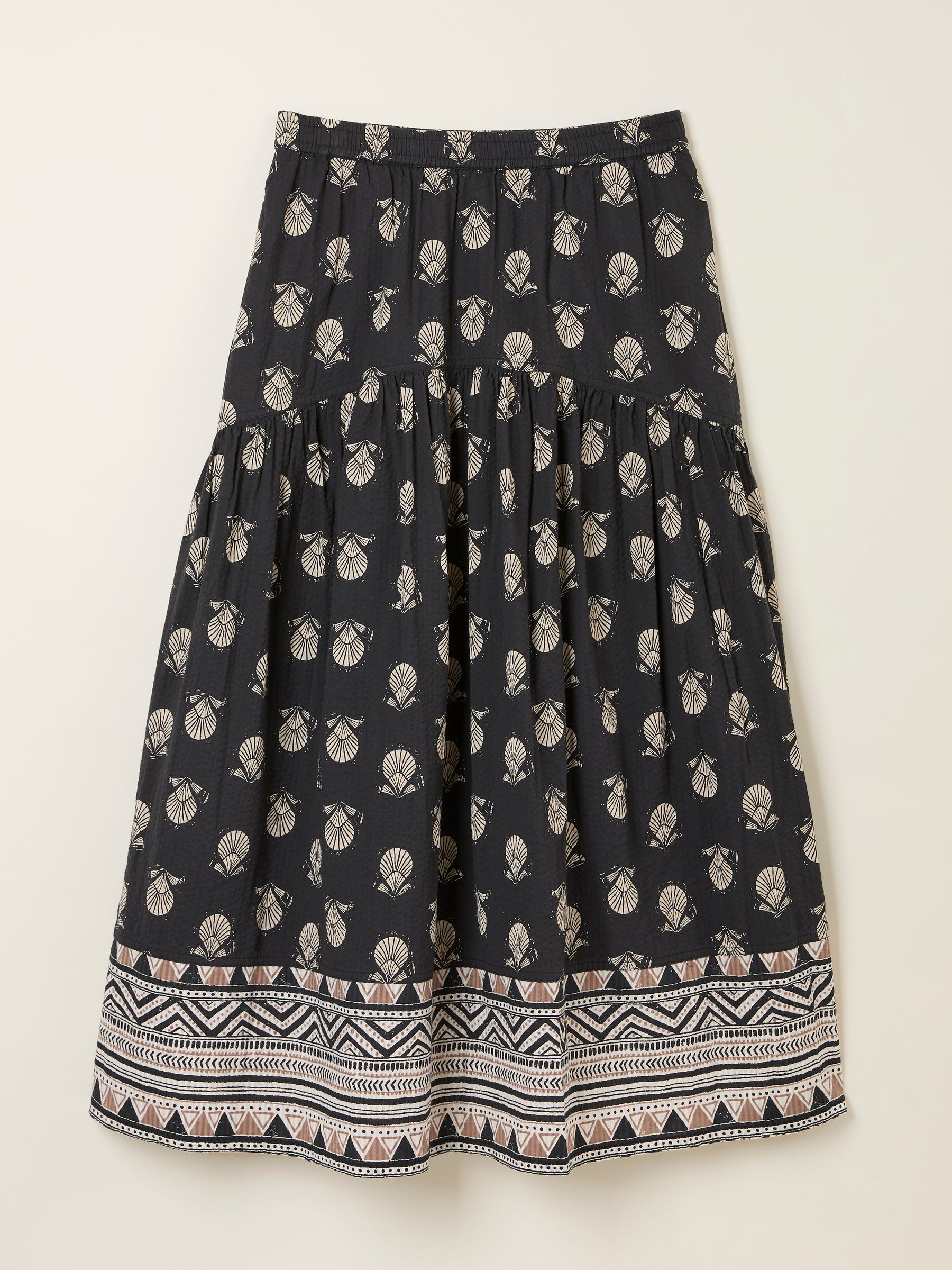 Betty Black Lino Shells Midi Skirt - Image 6 of 6
