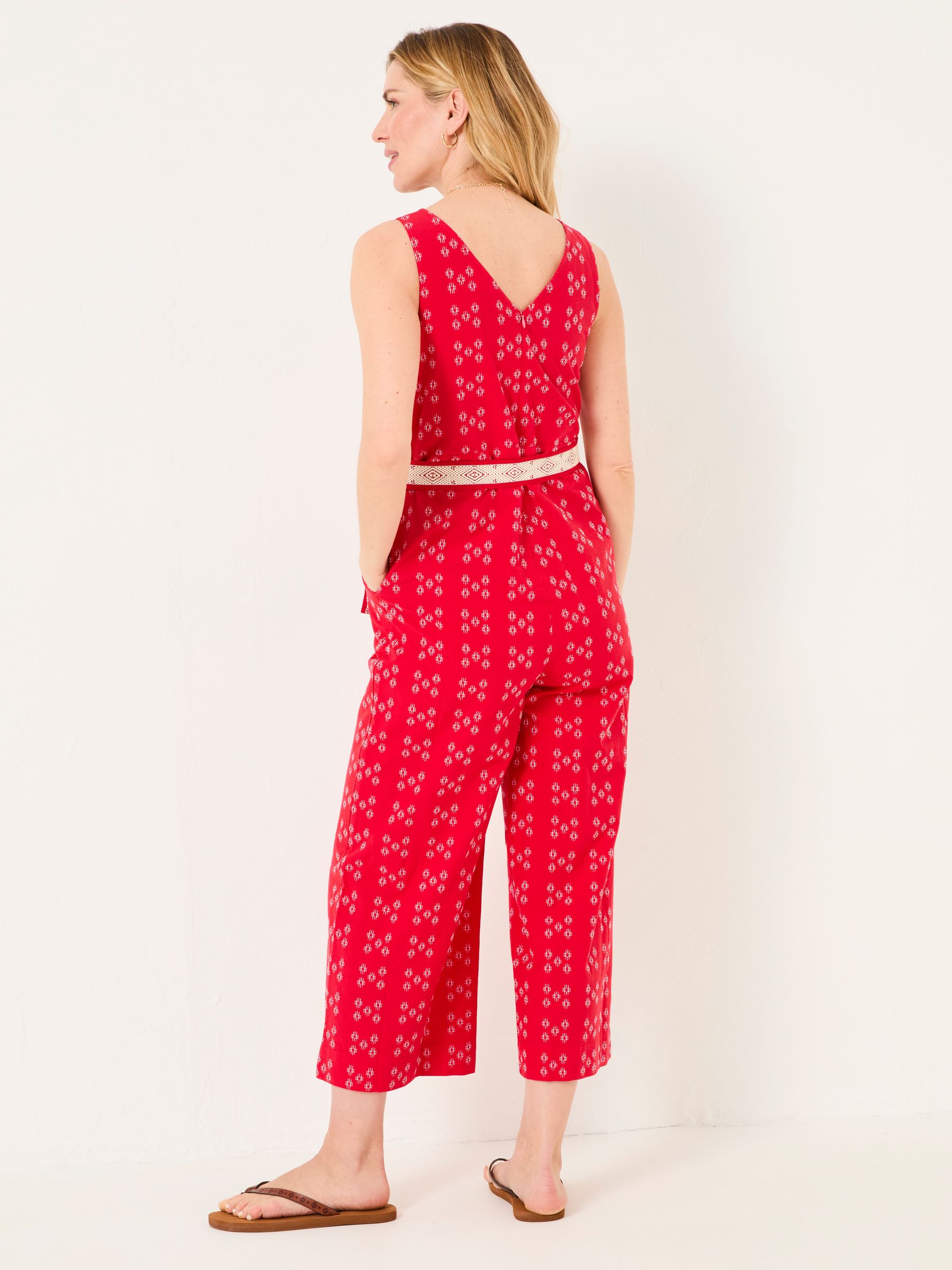 Aeran Red Jacquard Jumpsuit - Image 2 of 10