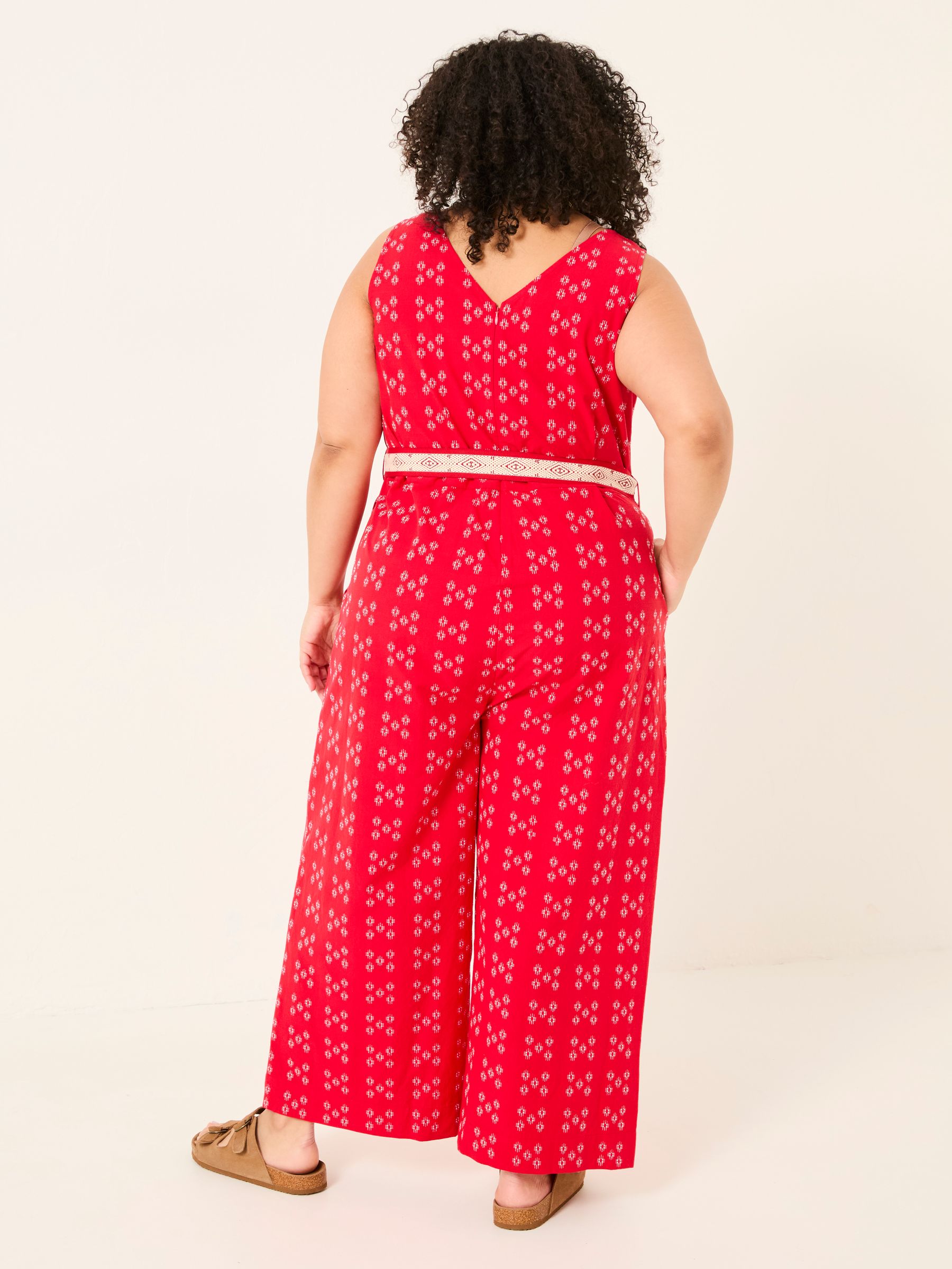 Aeran Red Jacquard Jumpsuit - Image 6 of 10