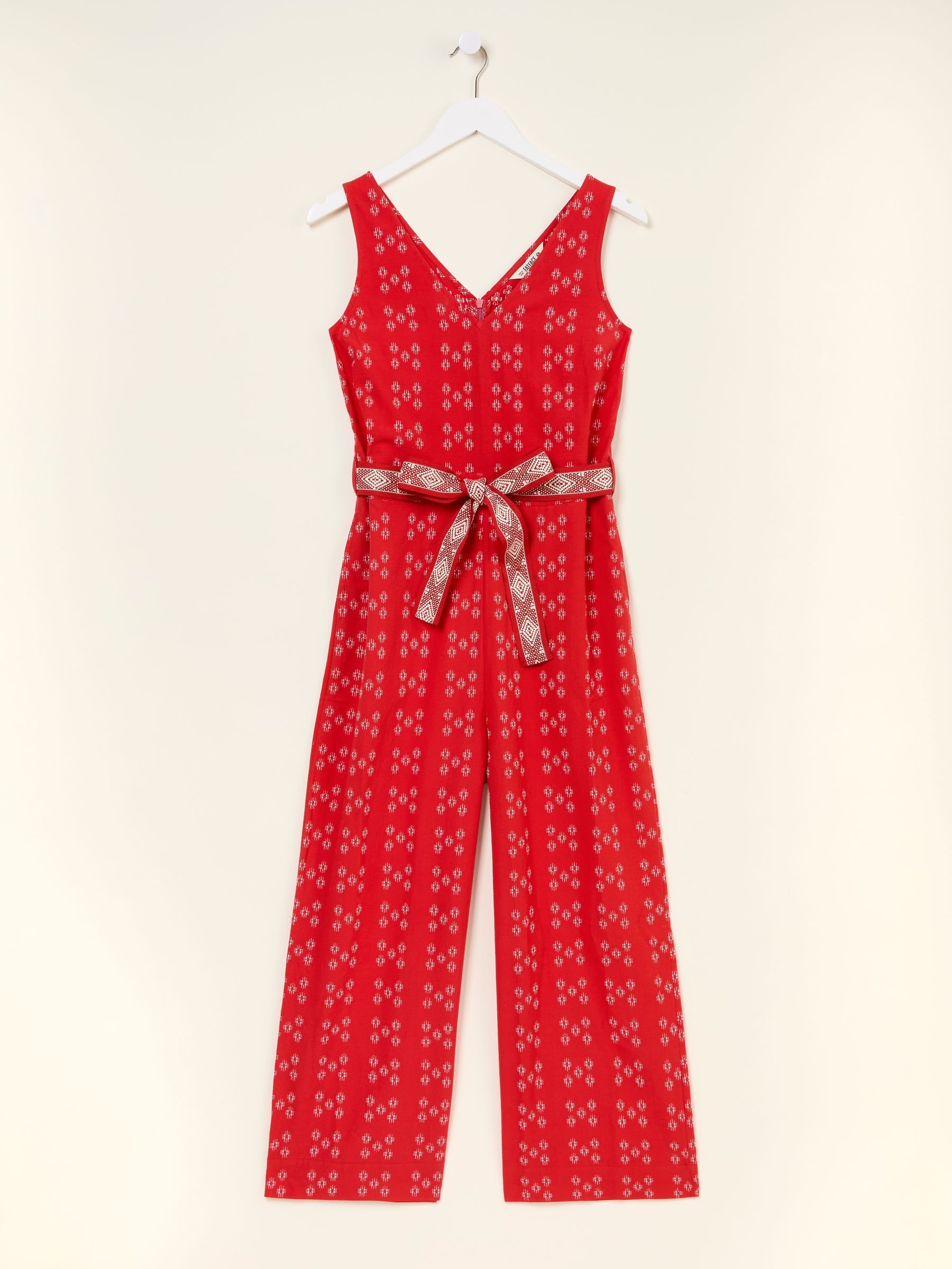 Aeran Red Jacquard Jumpsuit - Image 9 of 10