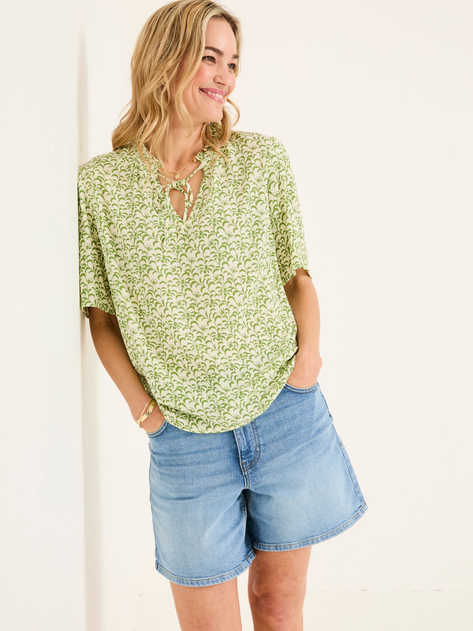 Airee Mid Green Woodblock Blouse - Image 3 of 5