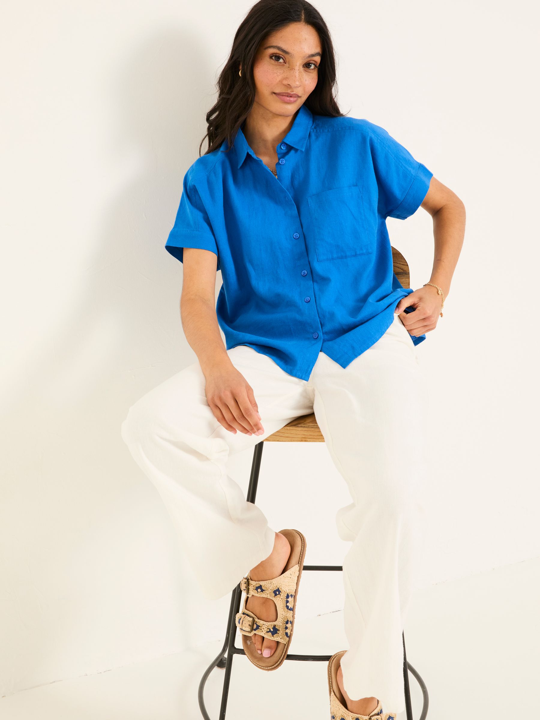 Sanchez Mid Blue Shirt | FatFace
