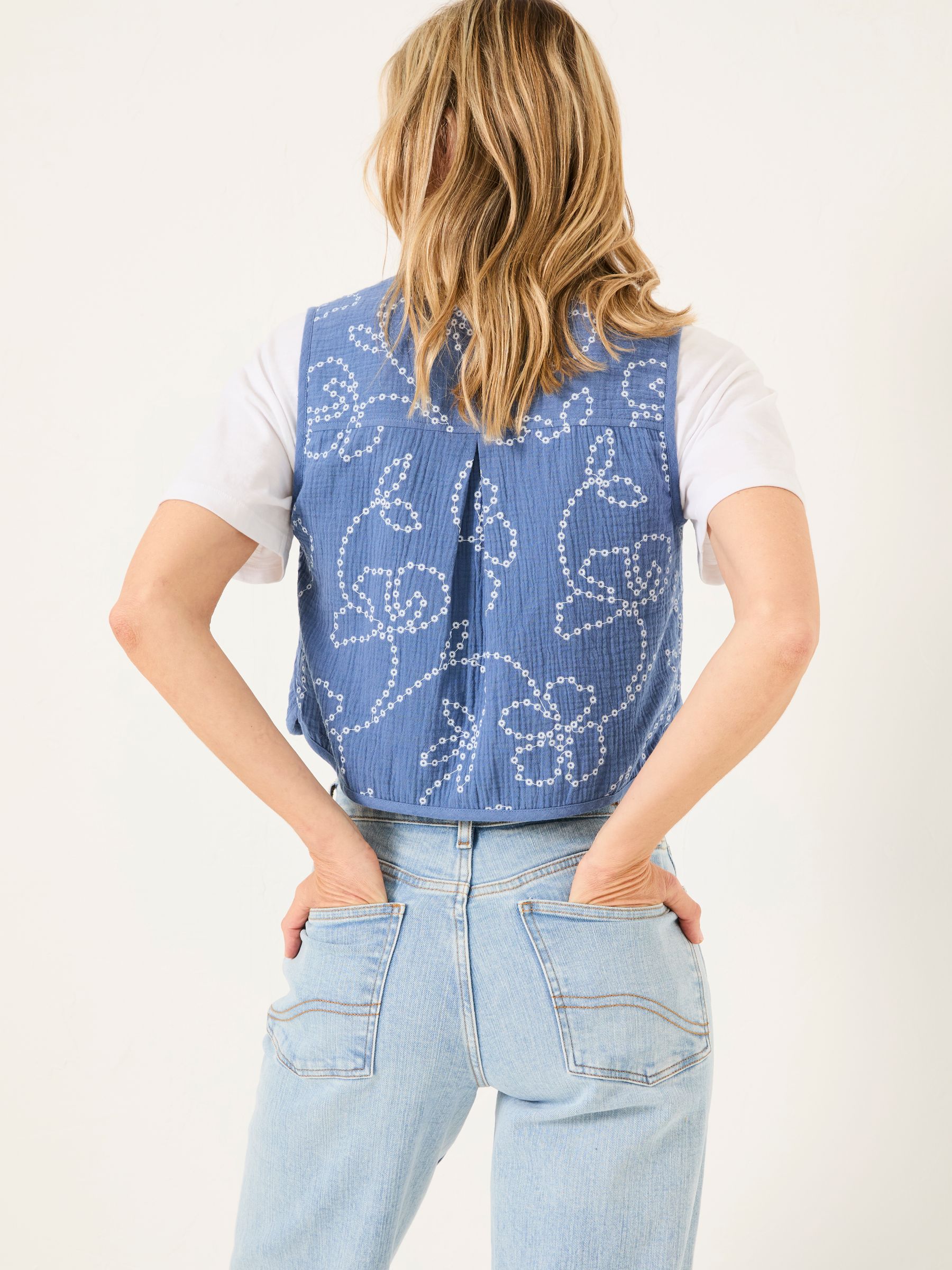 Beth Indigo Blue Printed Waistcoat - Image 2 of 5
