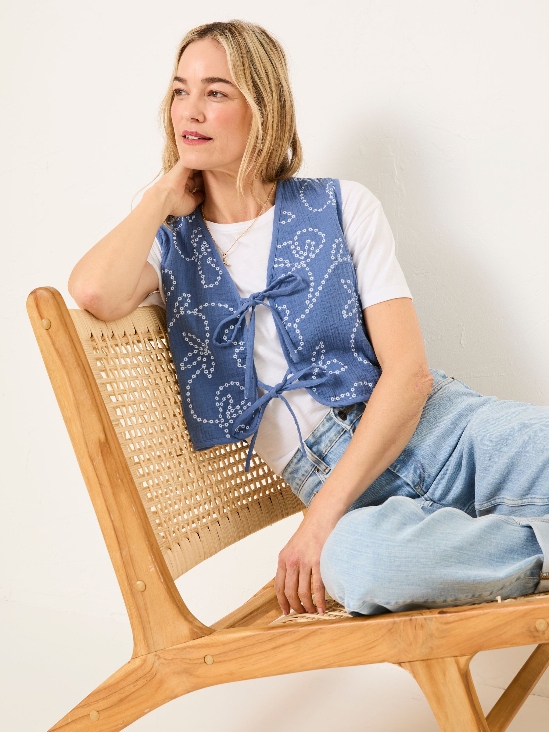Beth Indigo Blue Printed Waistcoat - Image 4 of 5