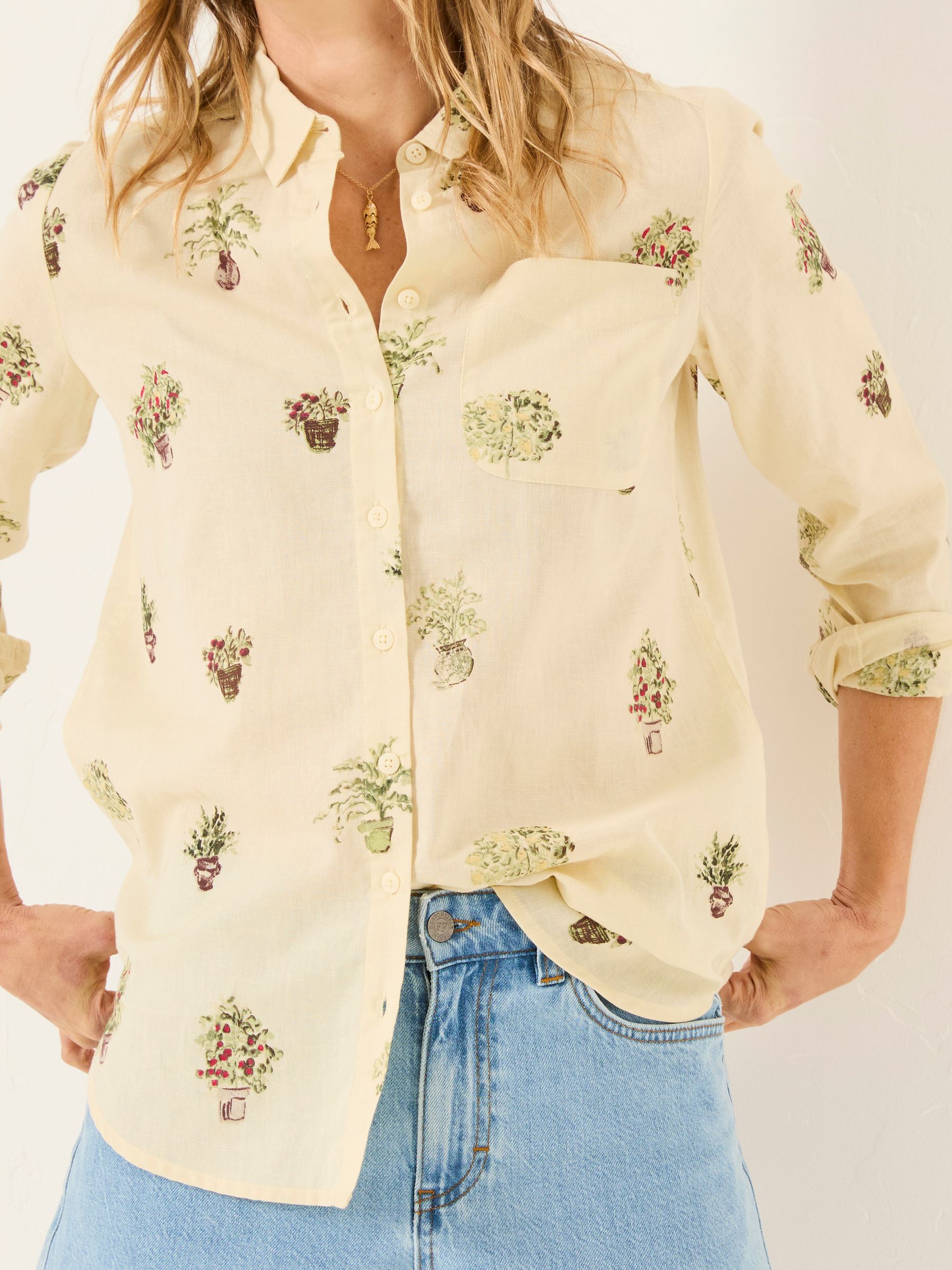 Olivia Ivory Plants Shirt - Image 3 of 5