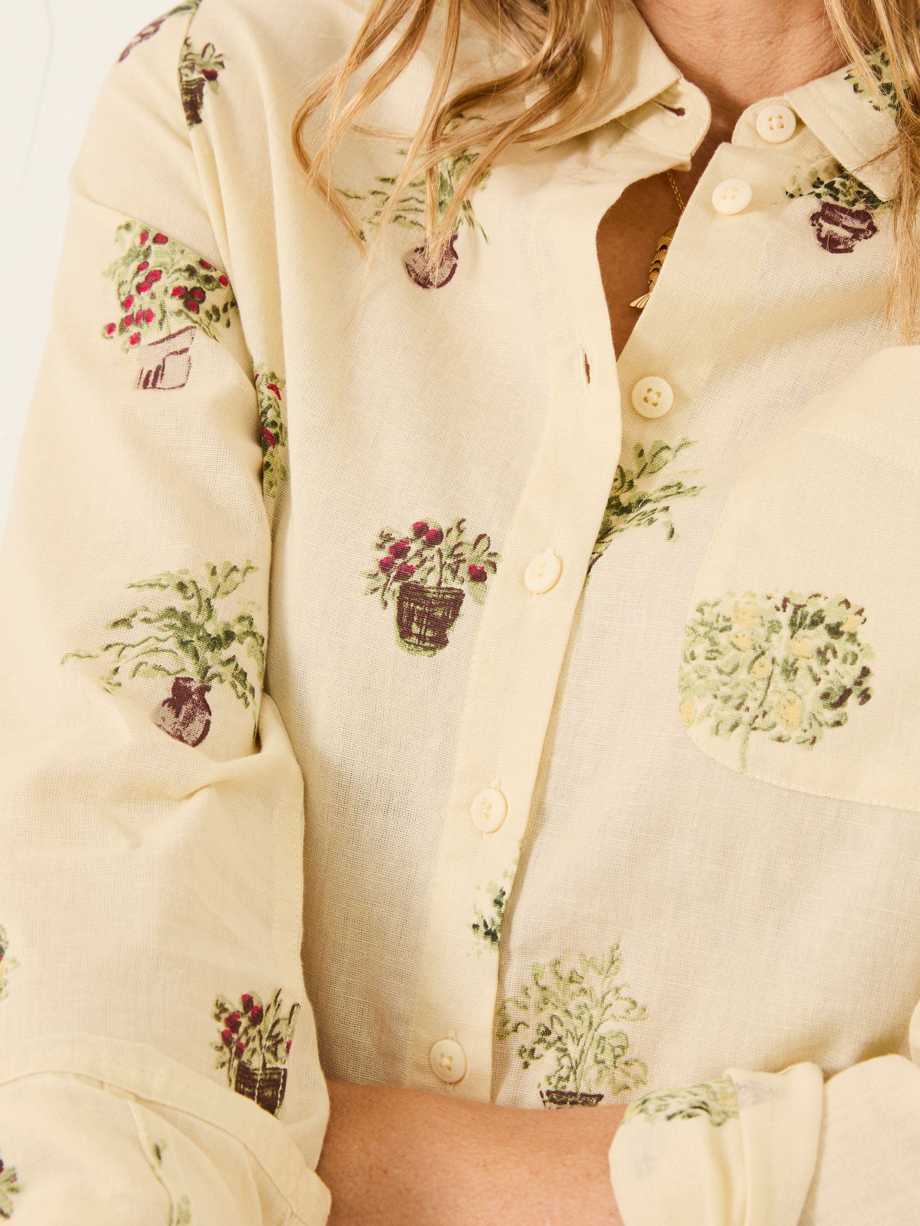 Olivia Ivory Plants Shirt - Image 4 of 5