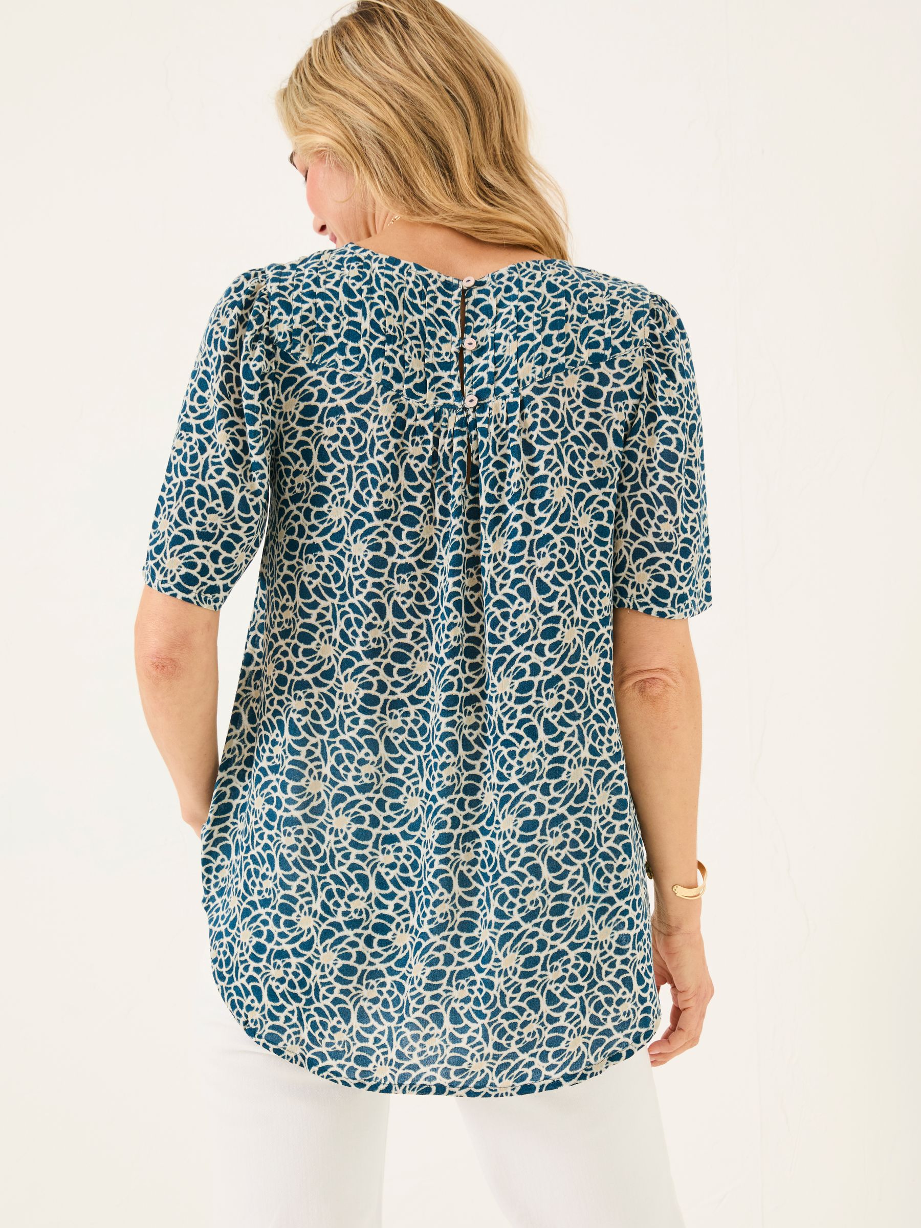 Lyndy Teal Blue Shibori Blouse - Image 2 of 5