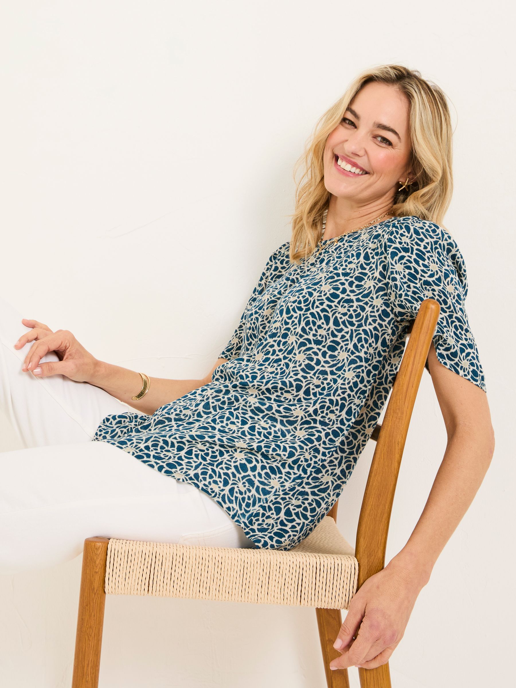 Lyndy Teal Blue Shibori Blouse - Image 3 of 5