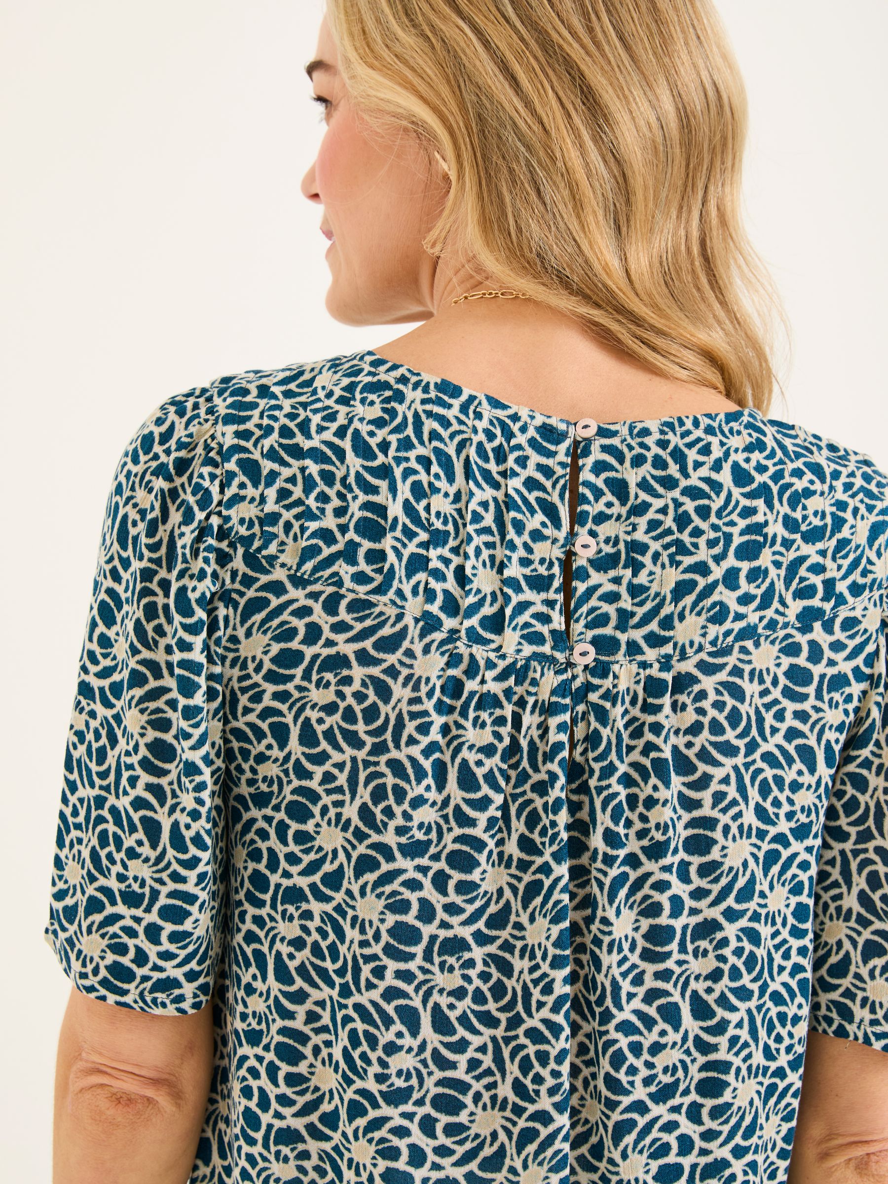 Lyndy Teal Blue Shibori Blouse - Image 4 of 5
