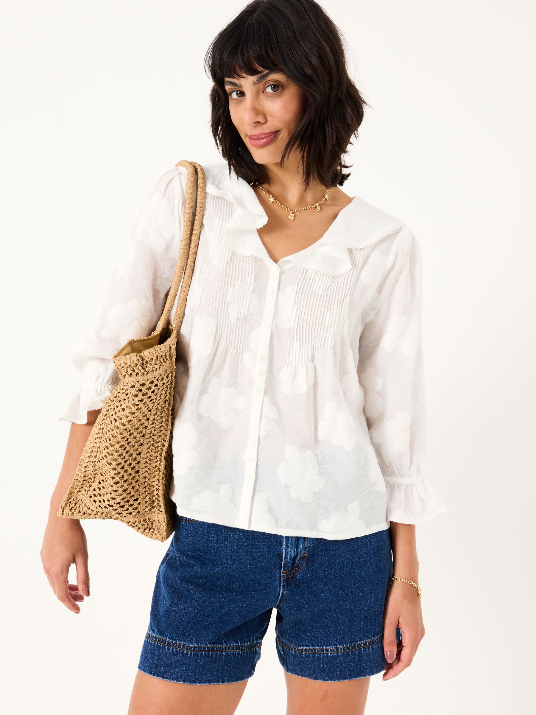 Emery White Jacquard Blouse - Image 2 of 8