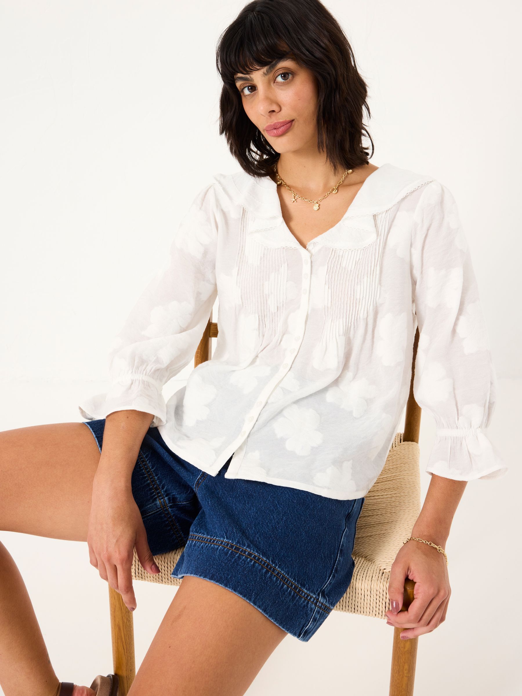Emery White Jacquard Blouse - Image 5 of 8