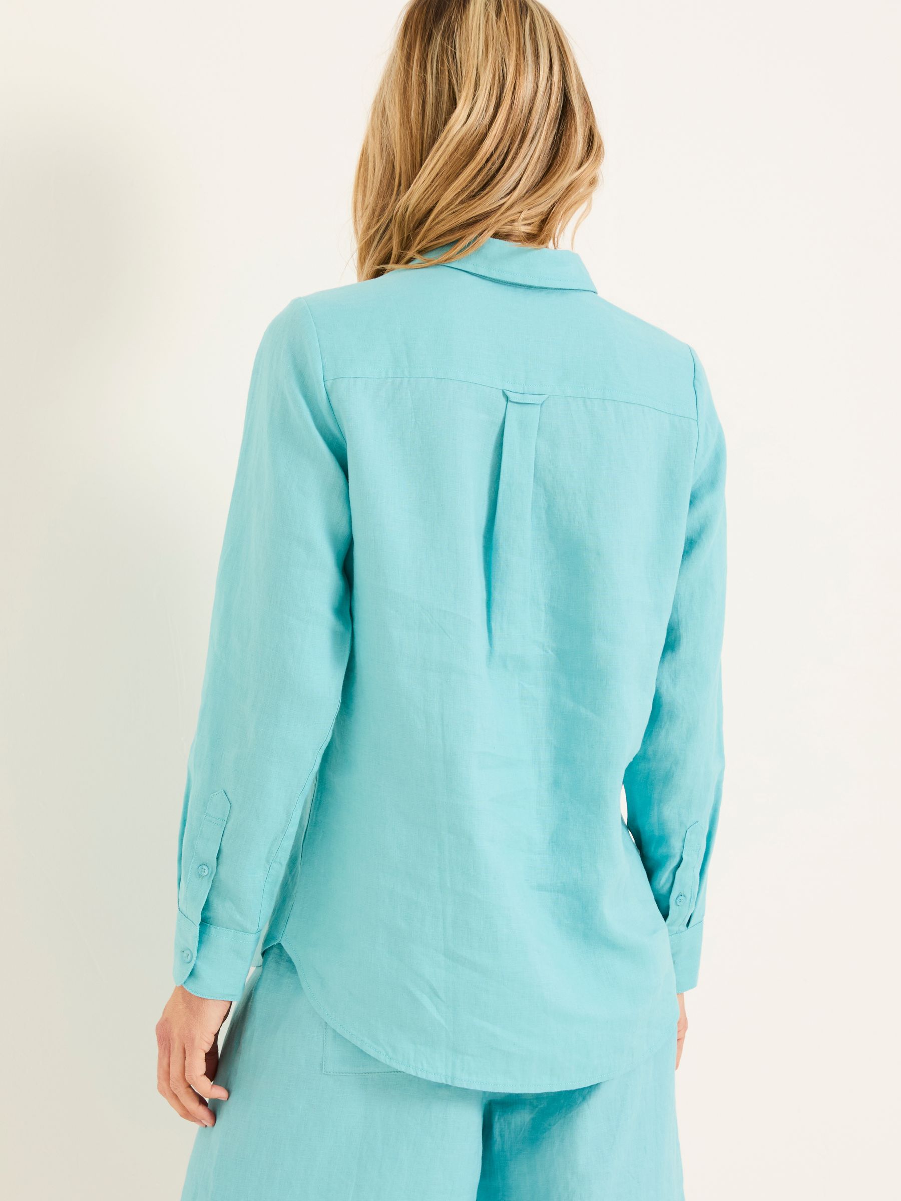 Turquoise Blue Olivia Linen Shirt - Image 2 of 5