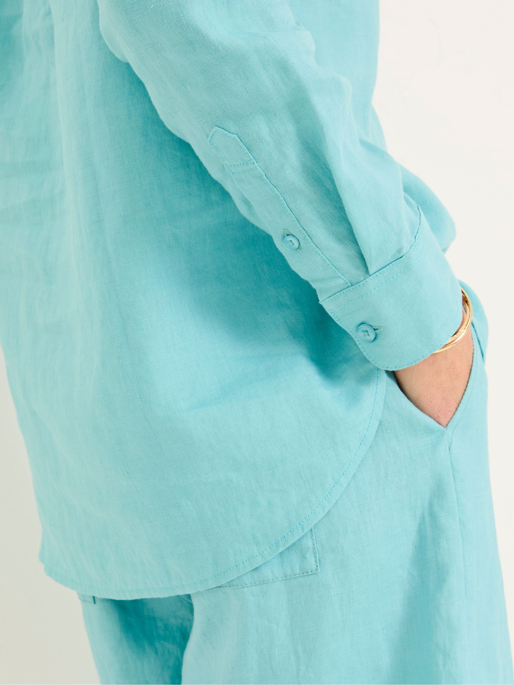 Turquoise Blue Olivia Linen Shirt - Image 4 of 5