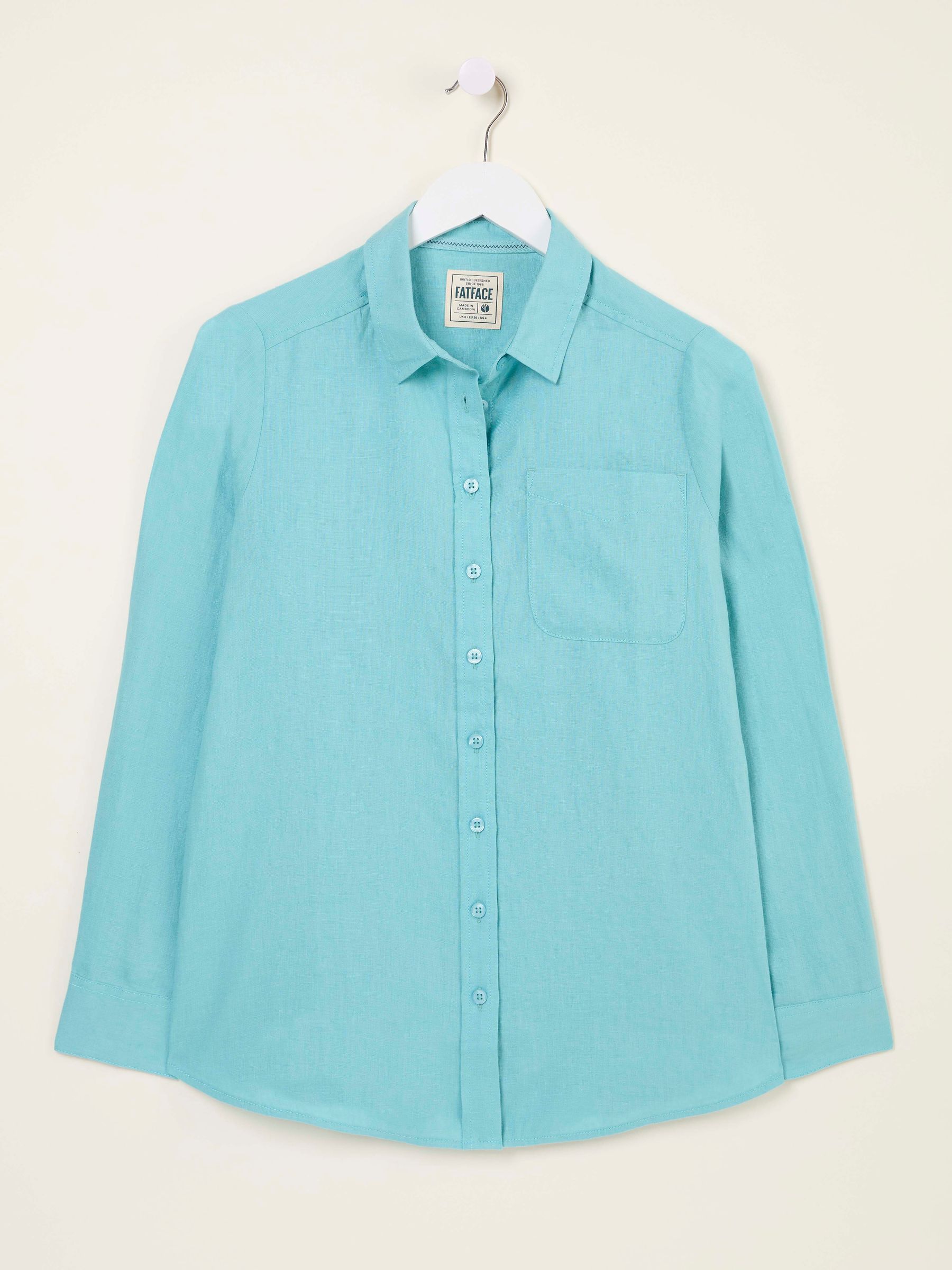 Turquoise Blue Olivia Linen Shirt - Image 5 of 5