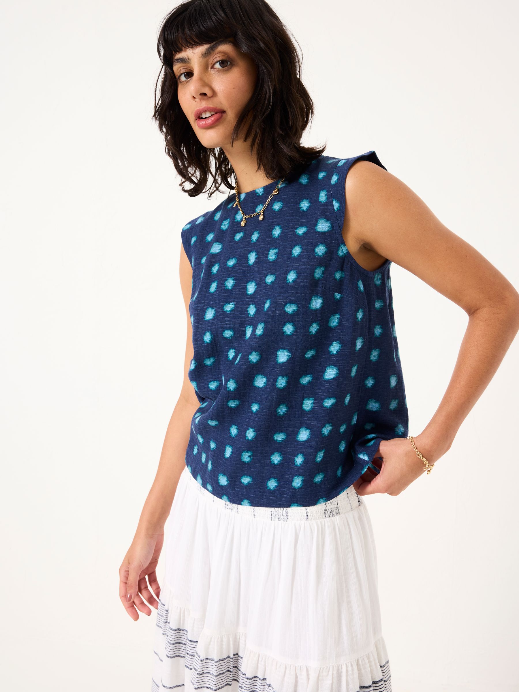 Fliss Teal Blue Mini Spot Top - Image 2 of 6