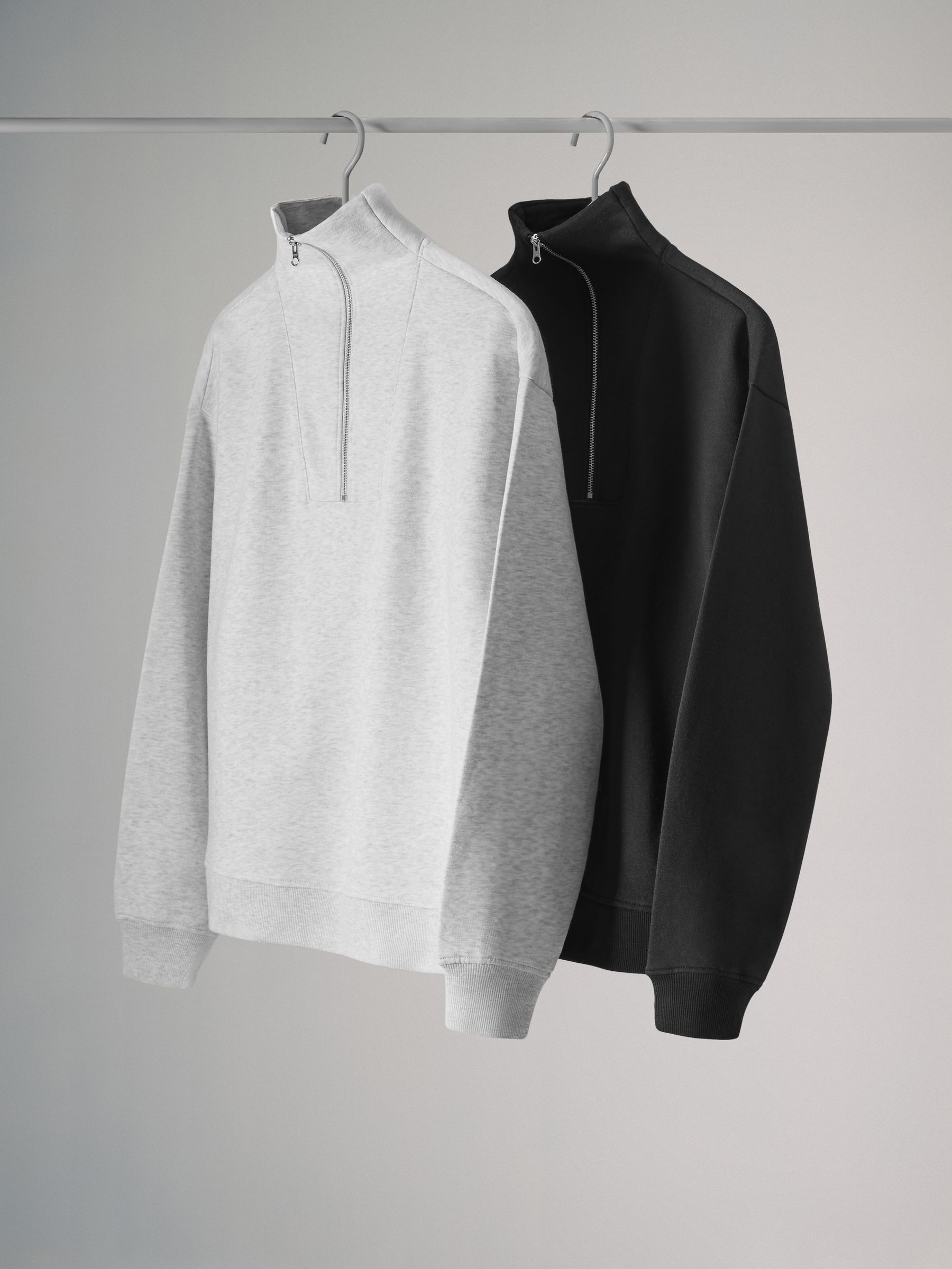 Black/Grey - Half Zip Funnel Neck Sweatshirts 2 Pack - Image 1 of 3