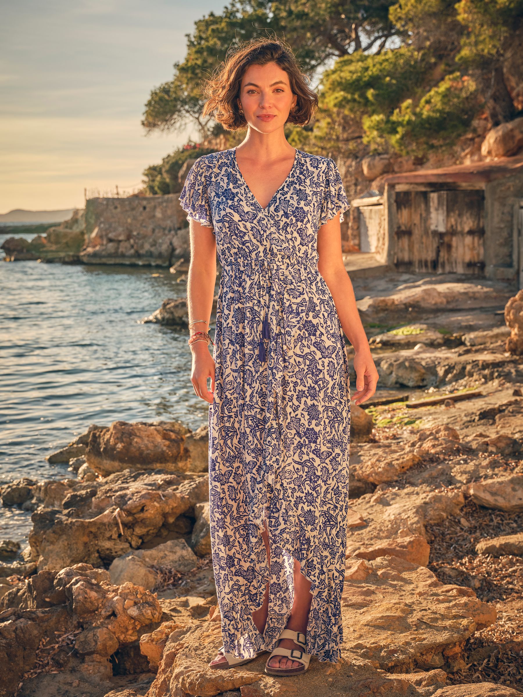 Erin Blue Beachwear Wrap Dress - Image 1 of 7