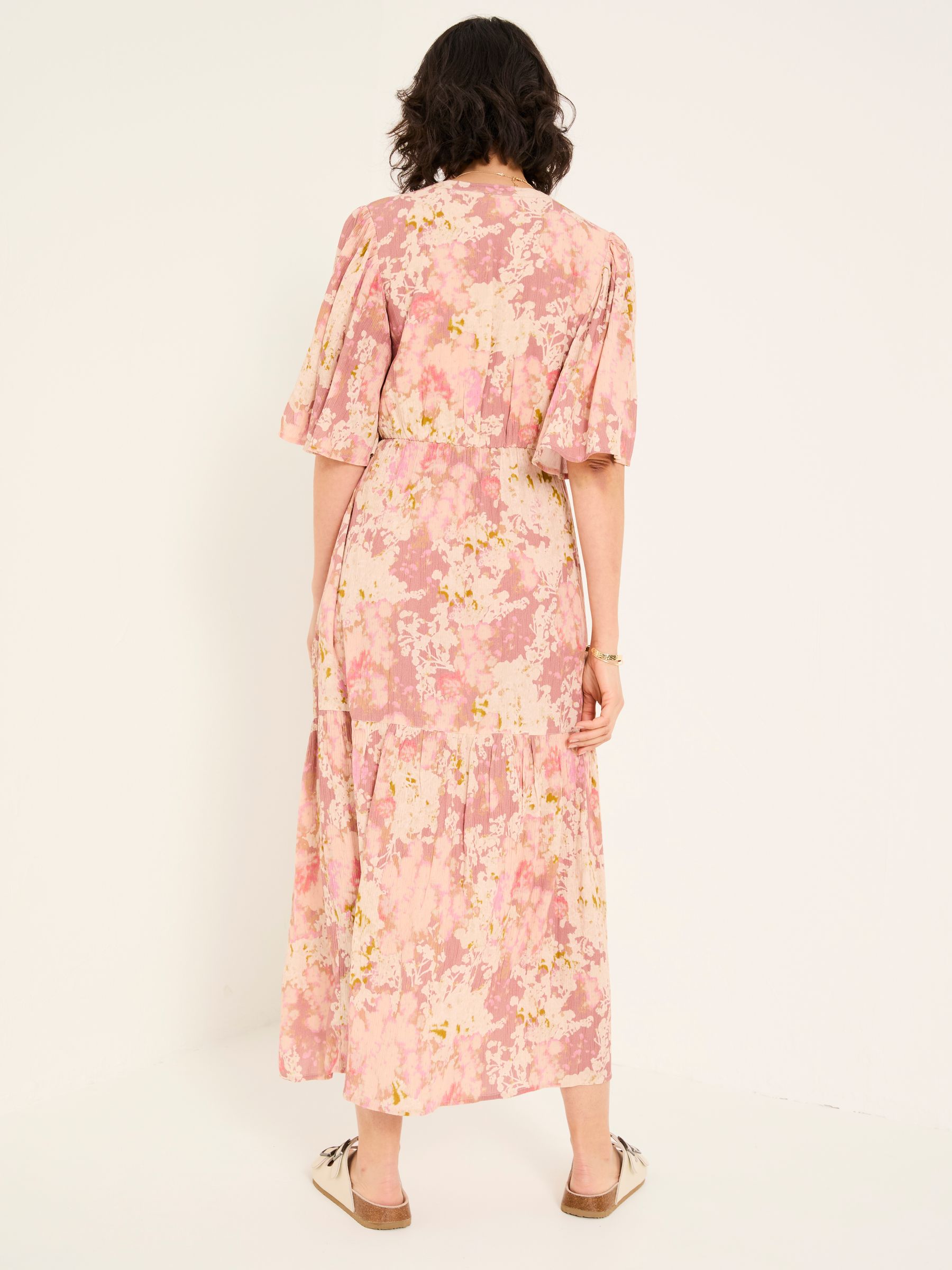 Paige Pink Layered Floral Midi Dress - Image 3 of 6