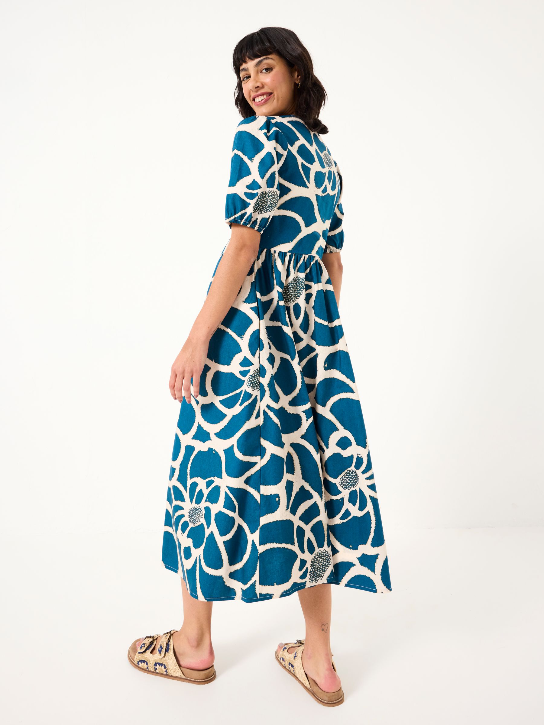 Remi Teal Blue Shibori Midi Dress - Image 3 of 7