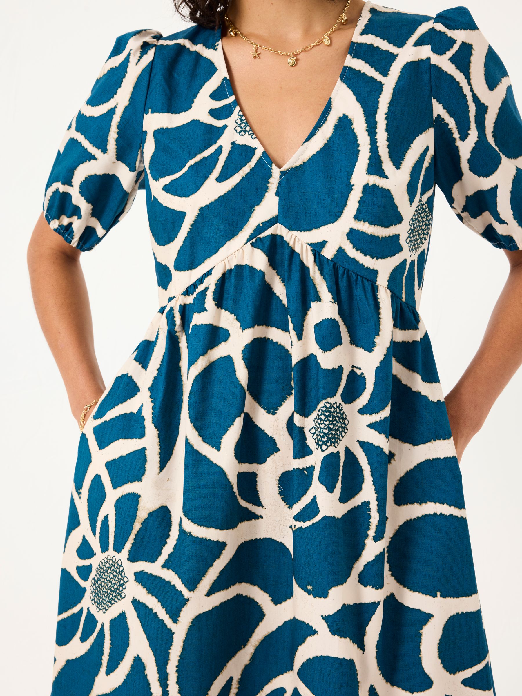 Remi Teal Blue Shibori Midi Dress | FatFace USA