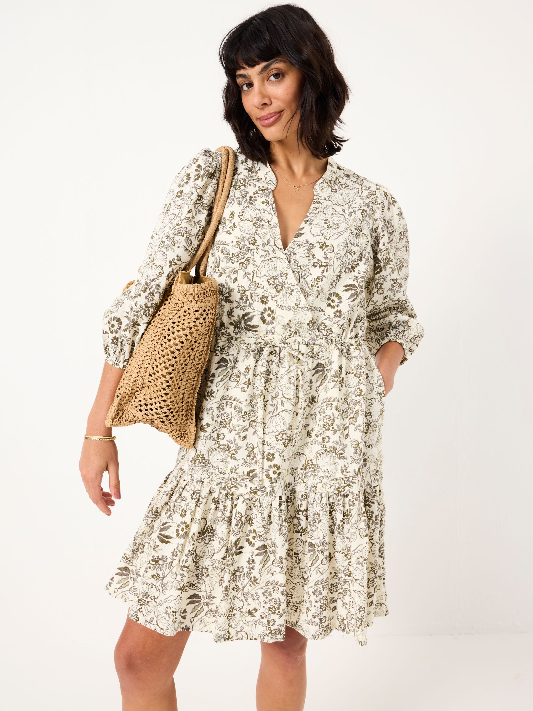 Nancy Ivory Linear Floral Dress - Image 2 of 12