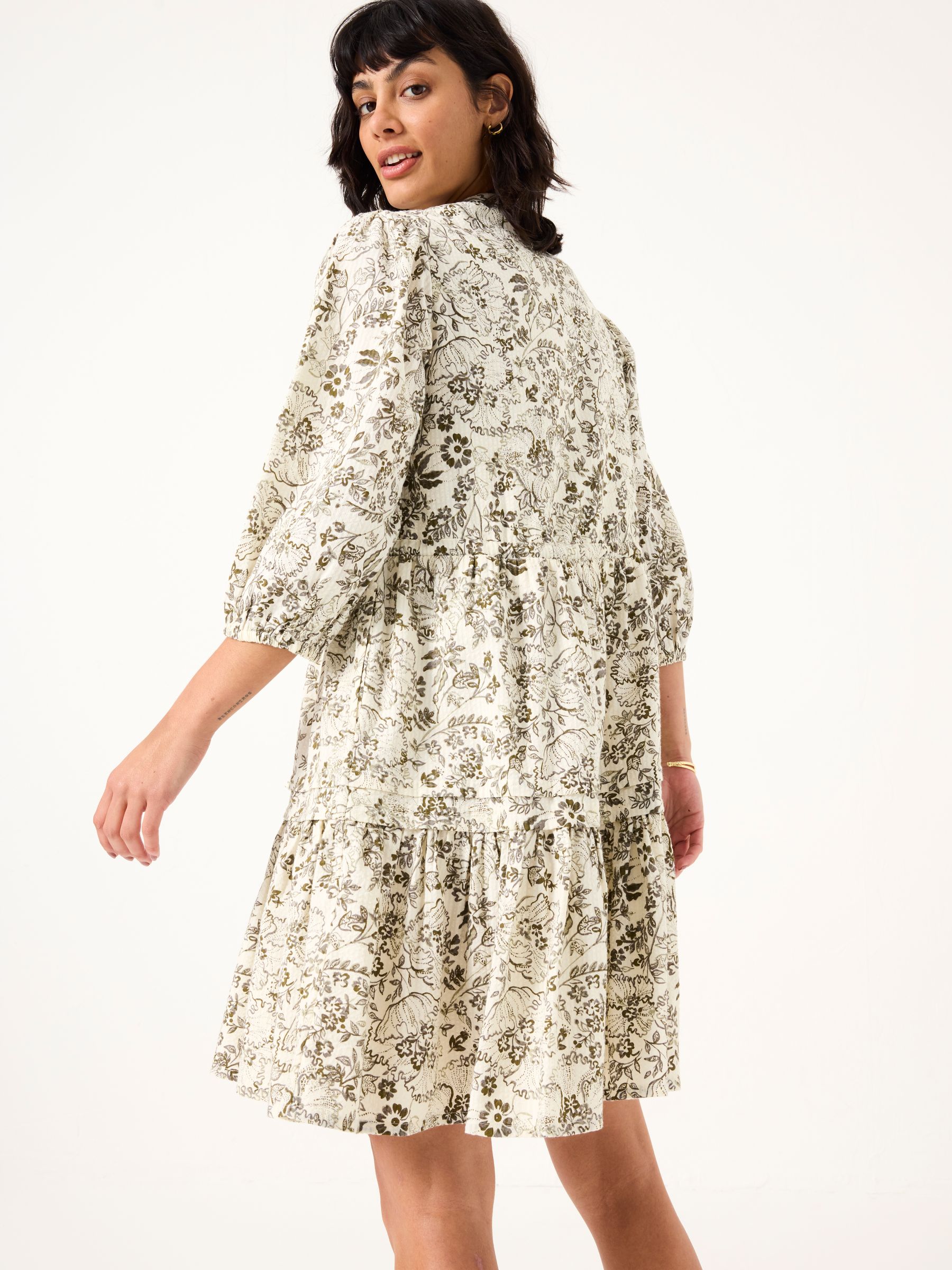 Nancy Ivory Linear Floral Dress - Image 3 of 12