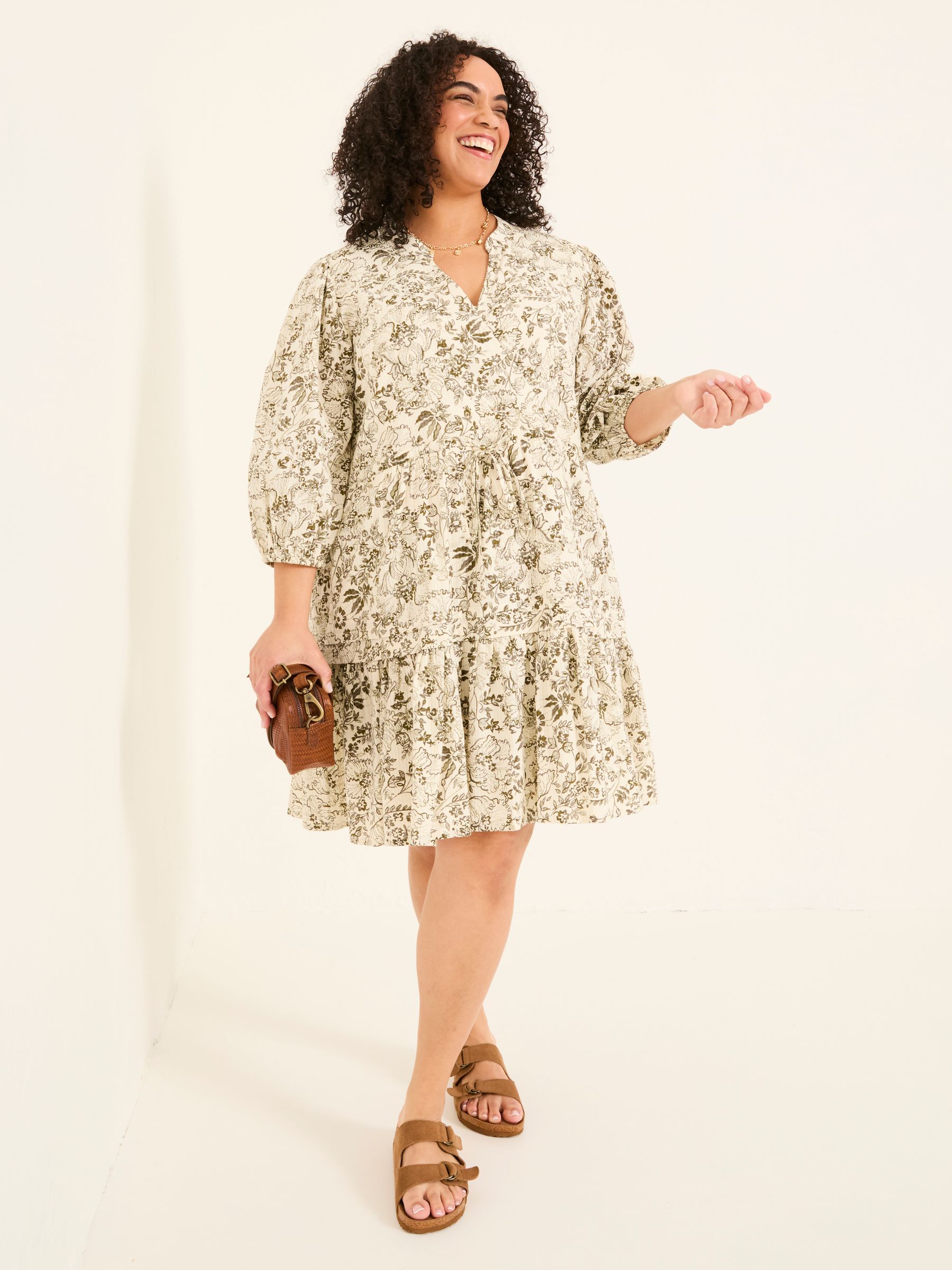 Nancy Ivory Linear Floral Dress - Image 7 of 12