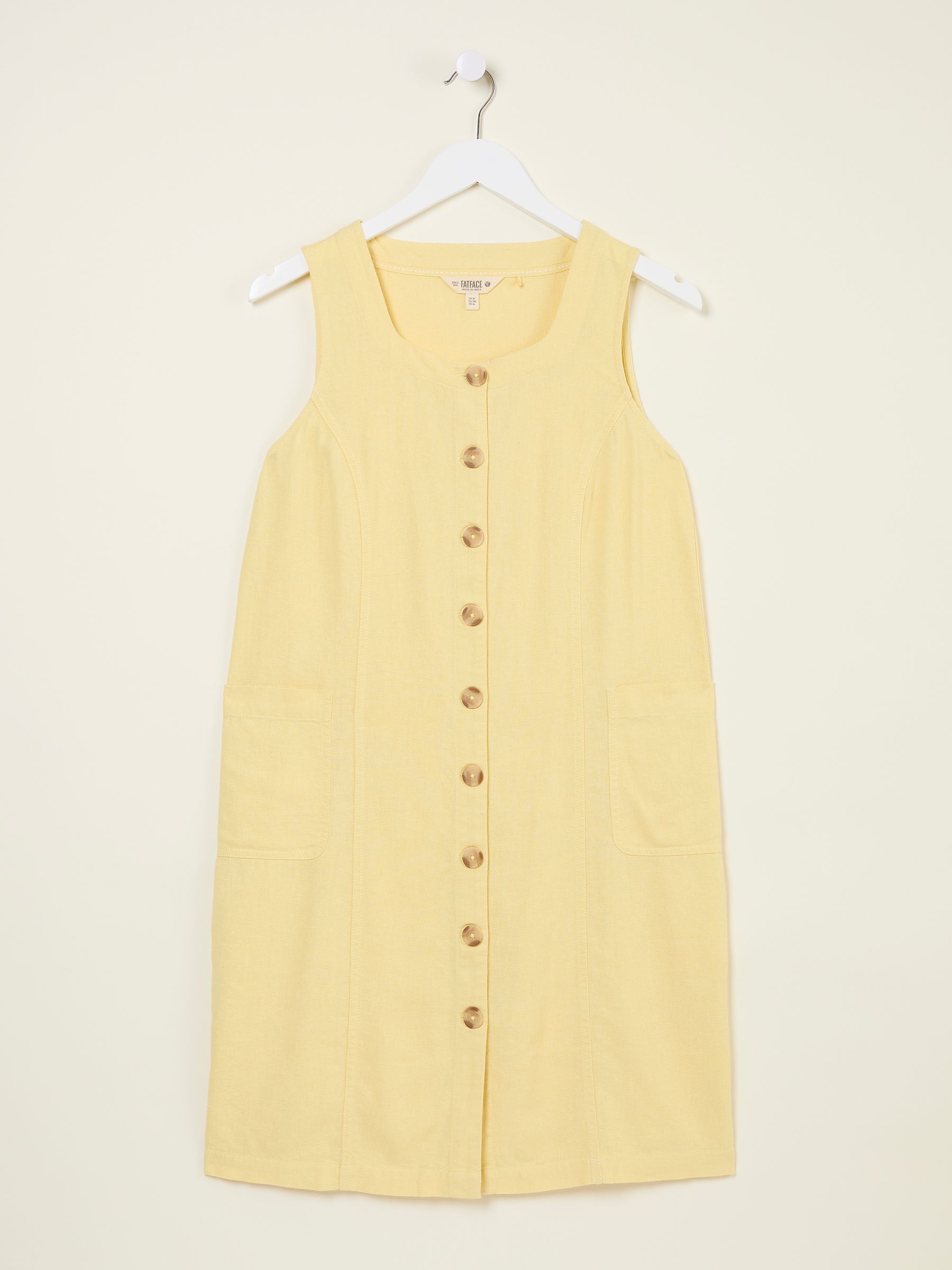 Binny Light Yellow Button Linen Dress - Image 5 of 5