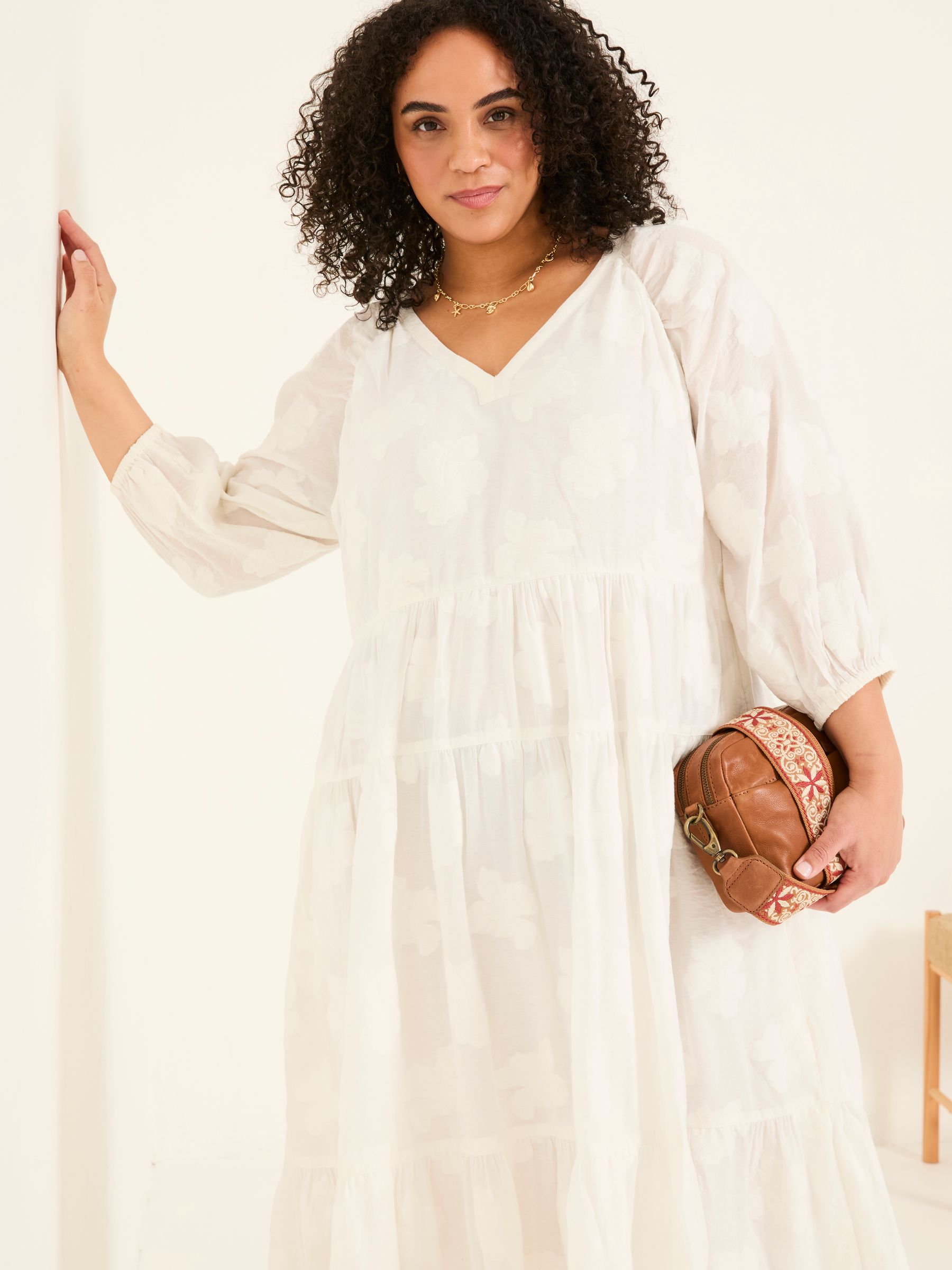 Kelly White Jacquard Maxi Dress | FatFace USA