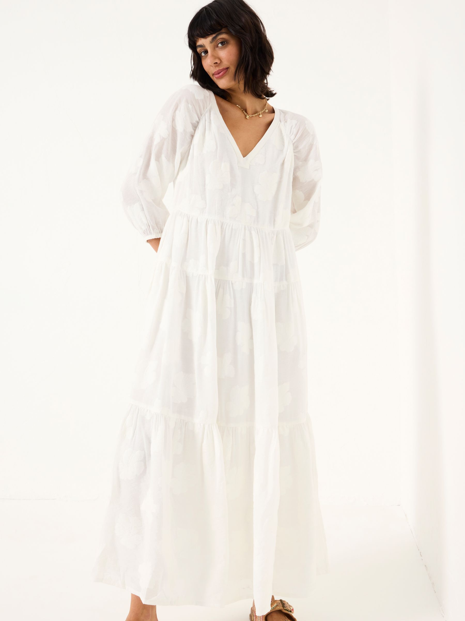 Kelly White Jacquard Maxi Dress - Image 4 of 13