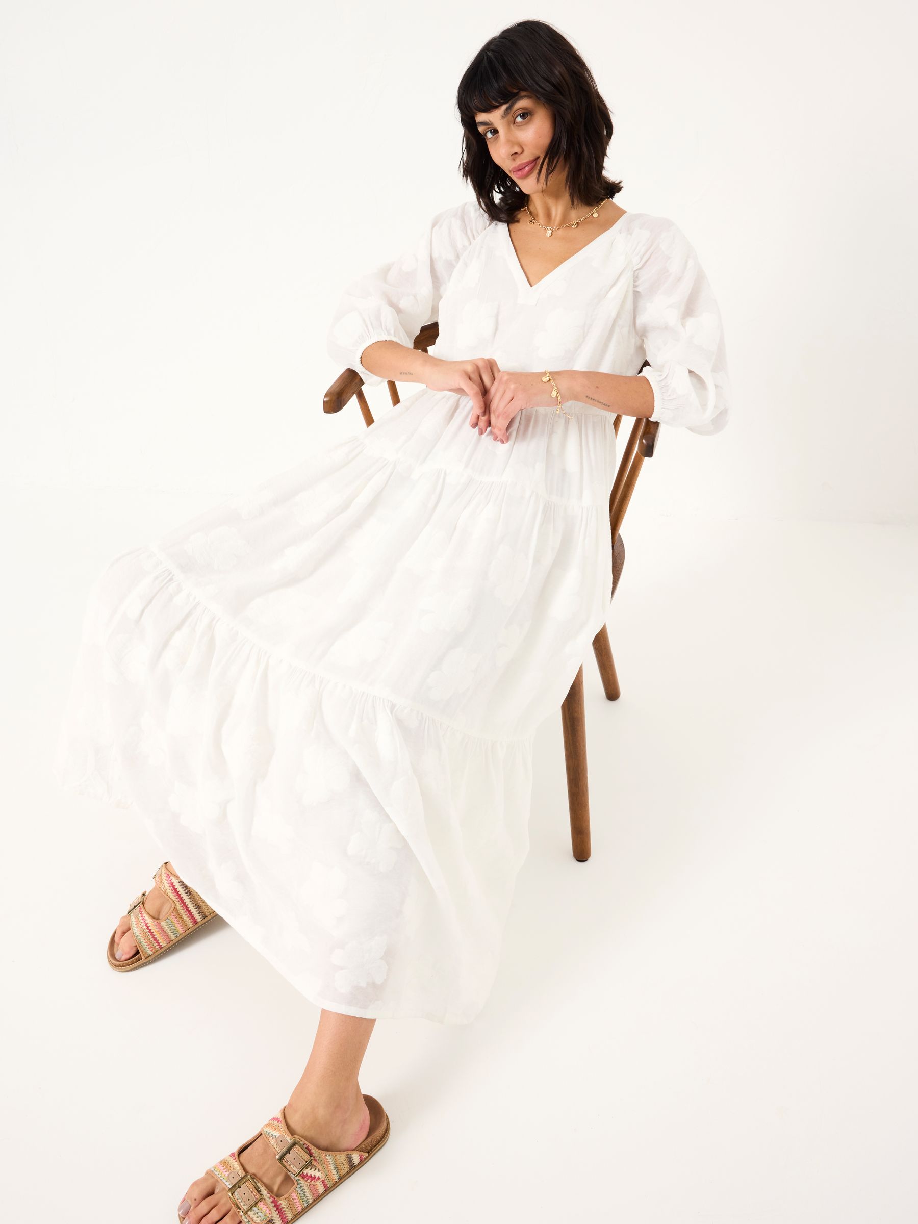 Kelly White Jacquard Maxi Dress - Image 5 of 13