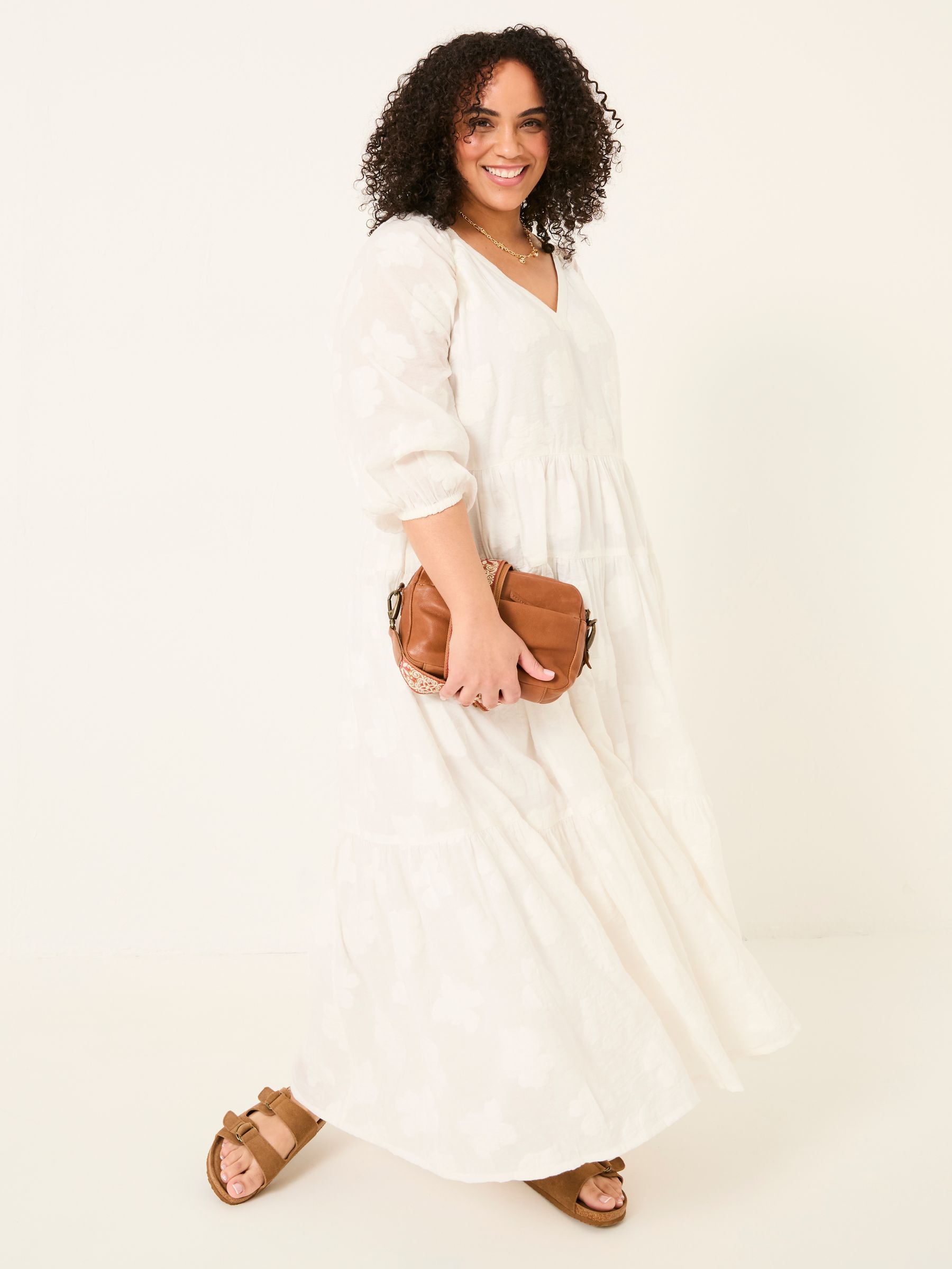 Kelly White Jacquard Maxi Dress | FatFace USA